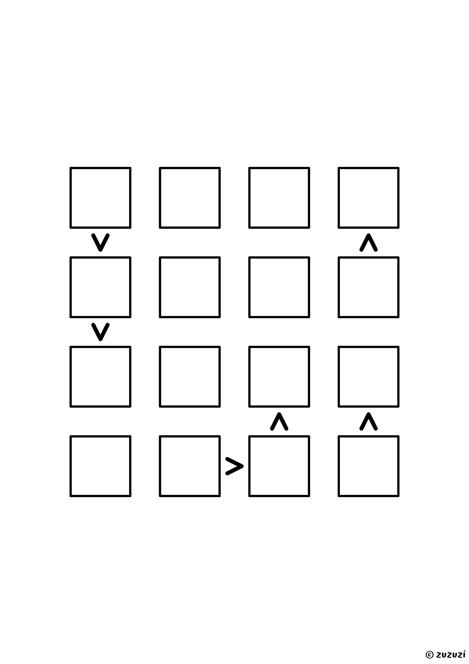 Friendly 4x4 futoshiki puzzle with inequality signs between neighboring cells. Digits 1 to 4, one solution. Variant 2.