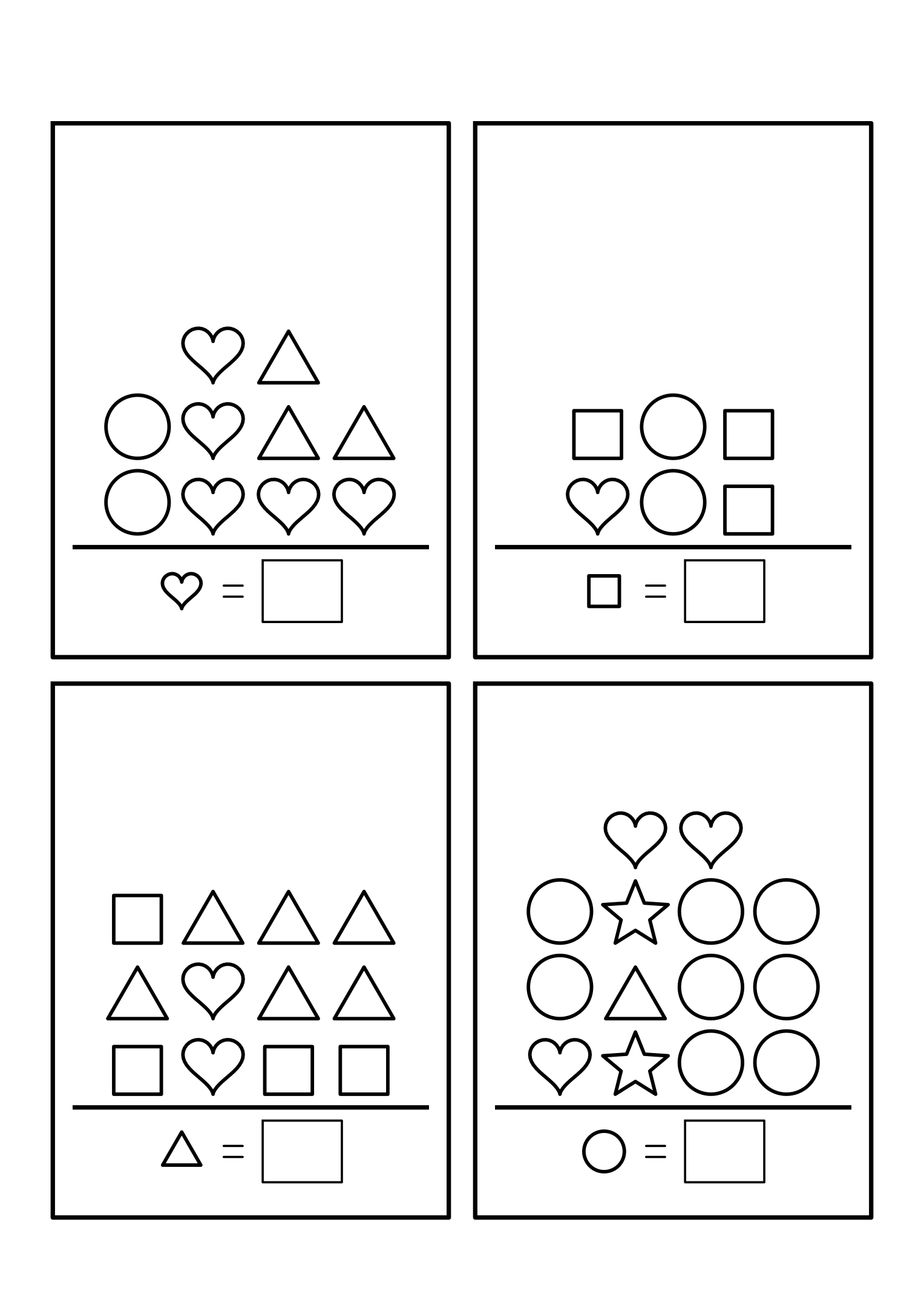 Shapes to count from 3 to 10, lined up among shapes of other kinds. Variant 1.
