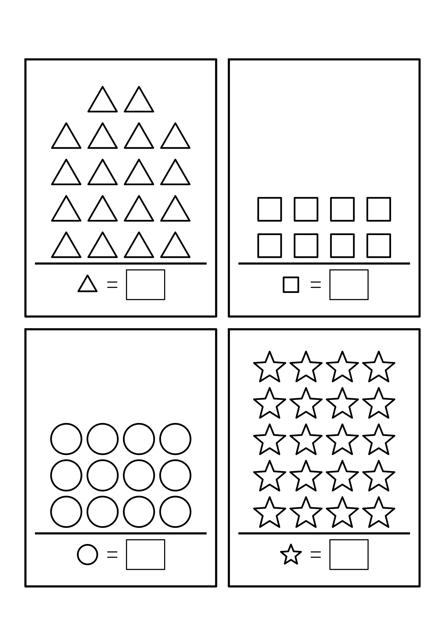Four exercises counting 8 to 20 shapes arranged in rows, with two-digit totals. Variant 2.