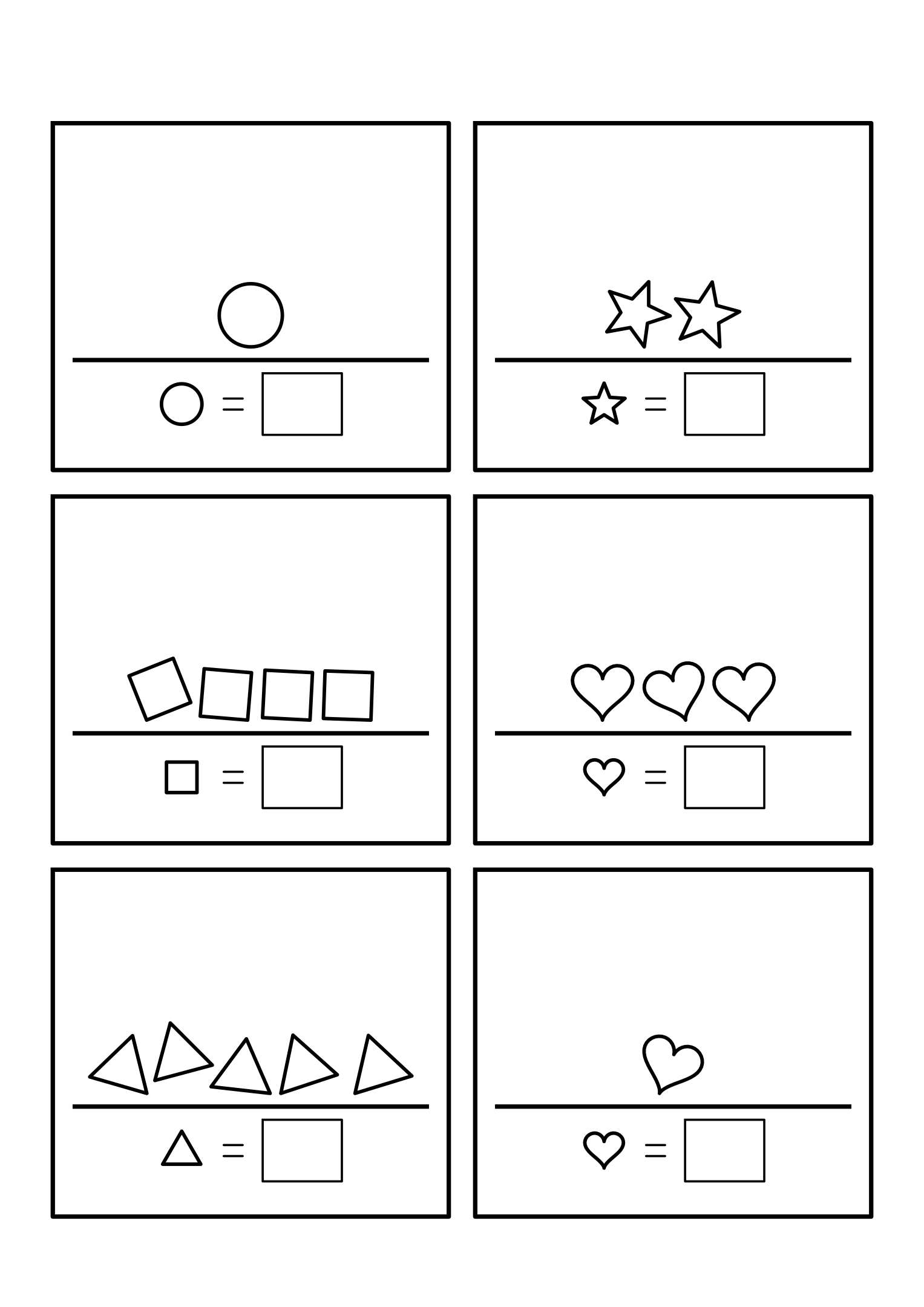 Six exercises of up to five shapes lying in a pile. Variant 1.