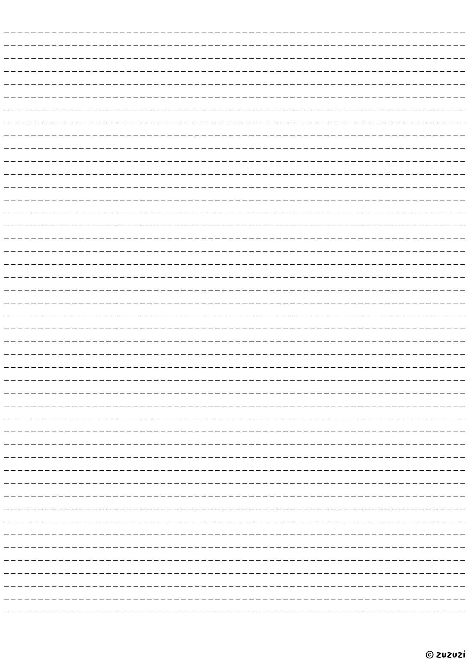 A light dashed paper layout for writing, journaling, or note-taking, featuring 46 horizontal dashed lines.