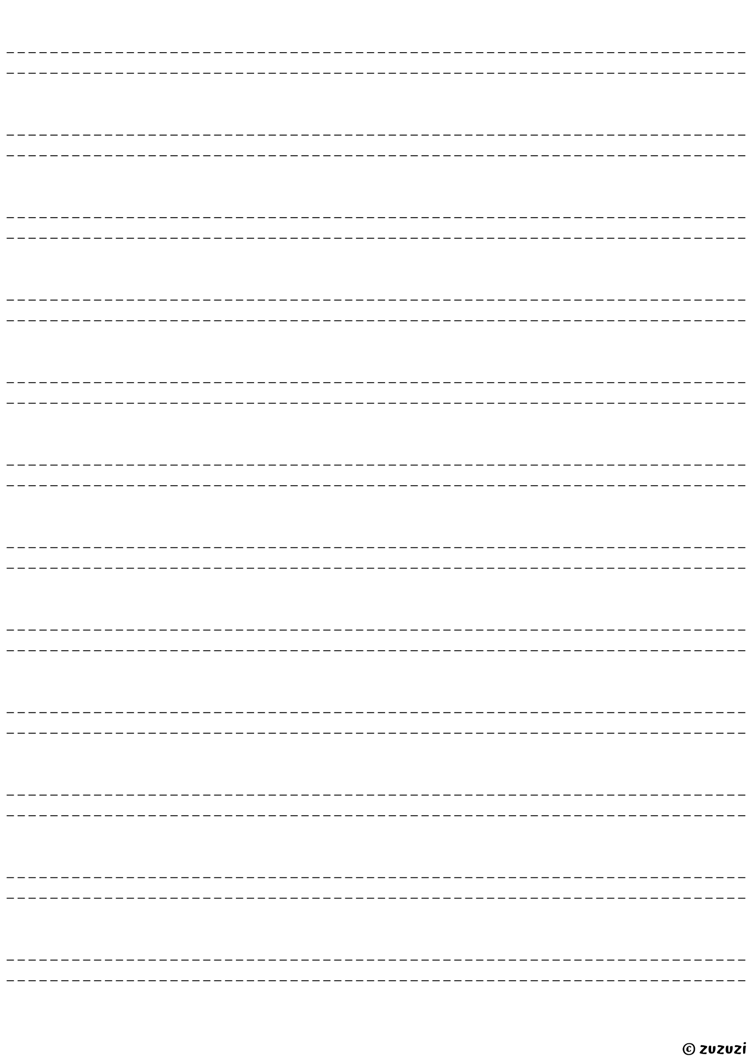 A light dashed paper layout for writing, journaling, or note-taking, featuring 24 horizontal dashed lines.