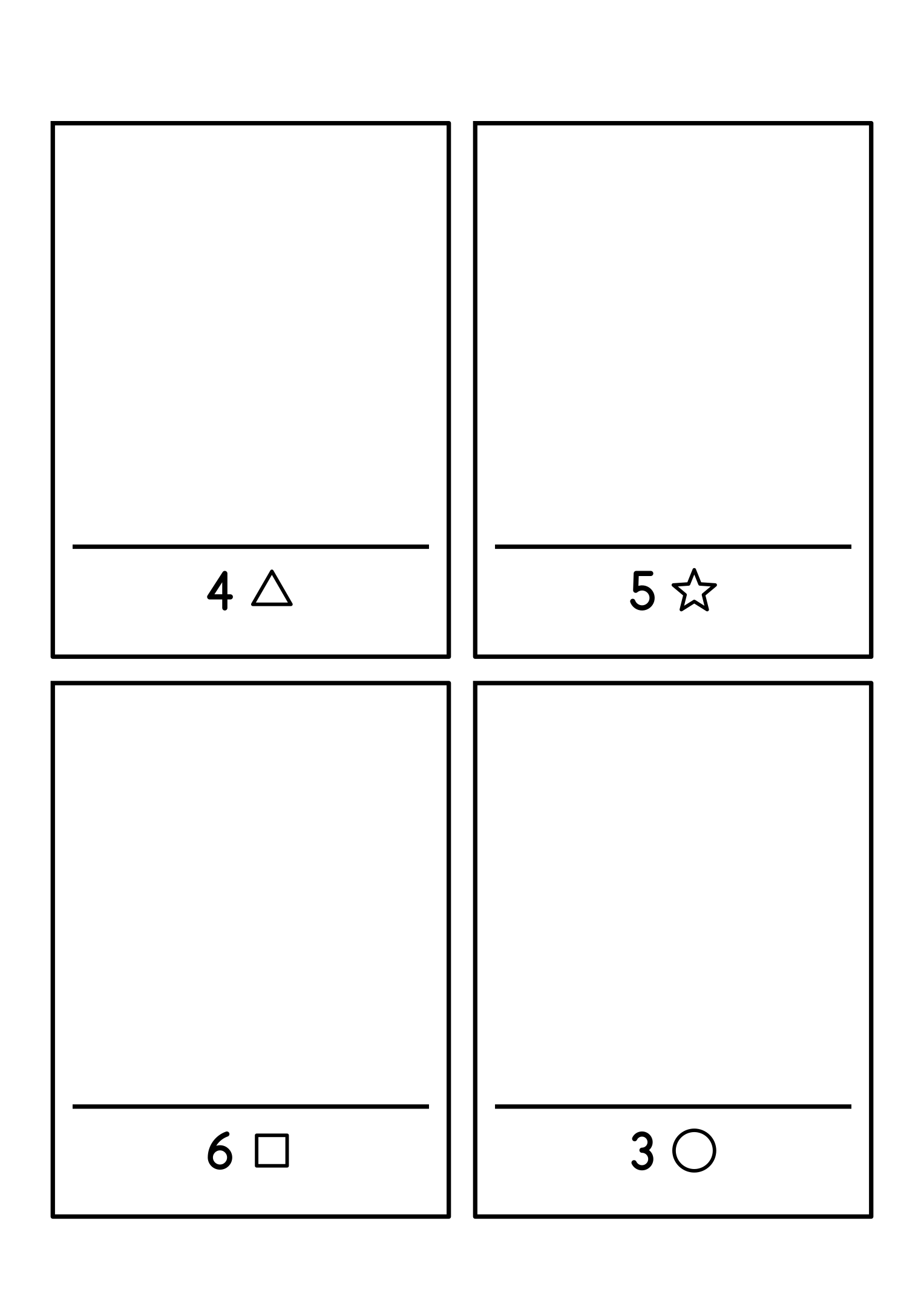 Drawing to 10: four frames, each asking for a number of shapes drawn above its shelf. Sheet 20.