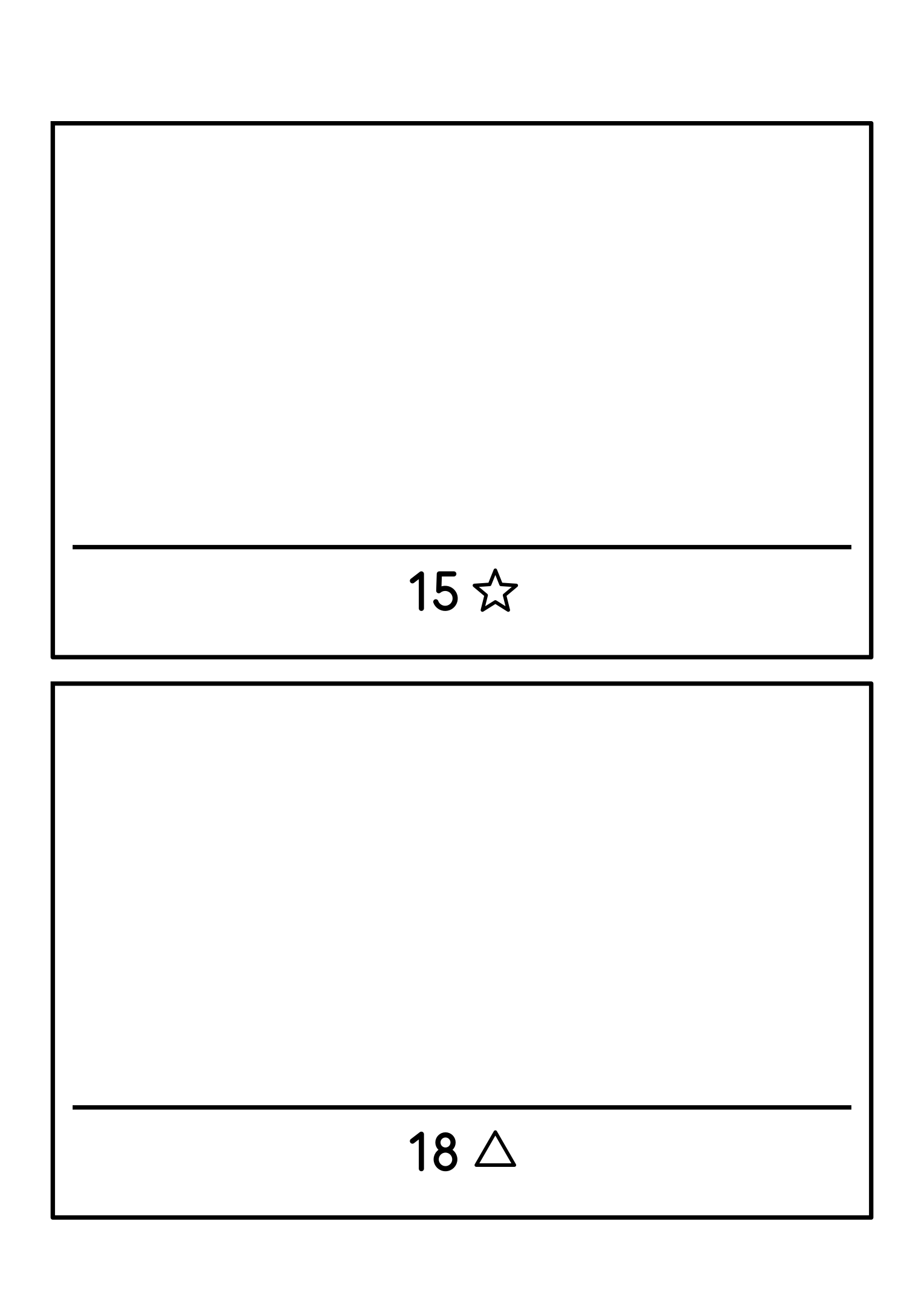 Two big frames for drawing 8 to 20 shapes, with room for groups. Variant 1.