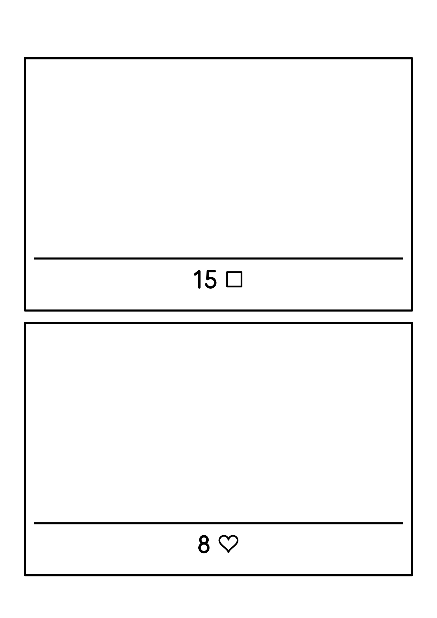 Drawing to 20: two large frames; read the number under each shelf and draw that many shapes. Sheet 22.
