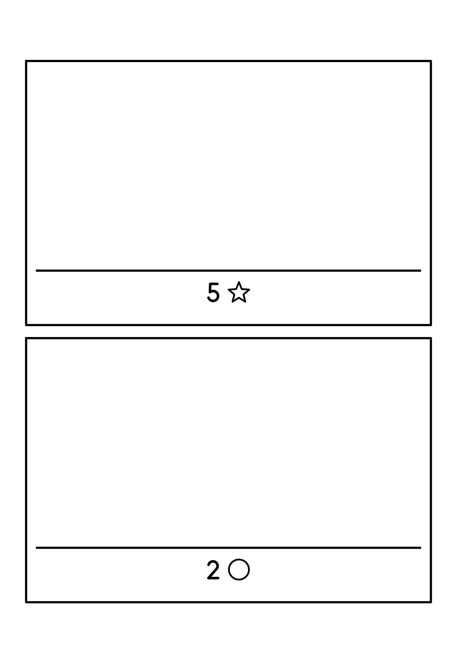 Two large frames, each asking for 1 to 5 shapes to be drawn. Variant 1.