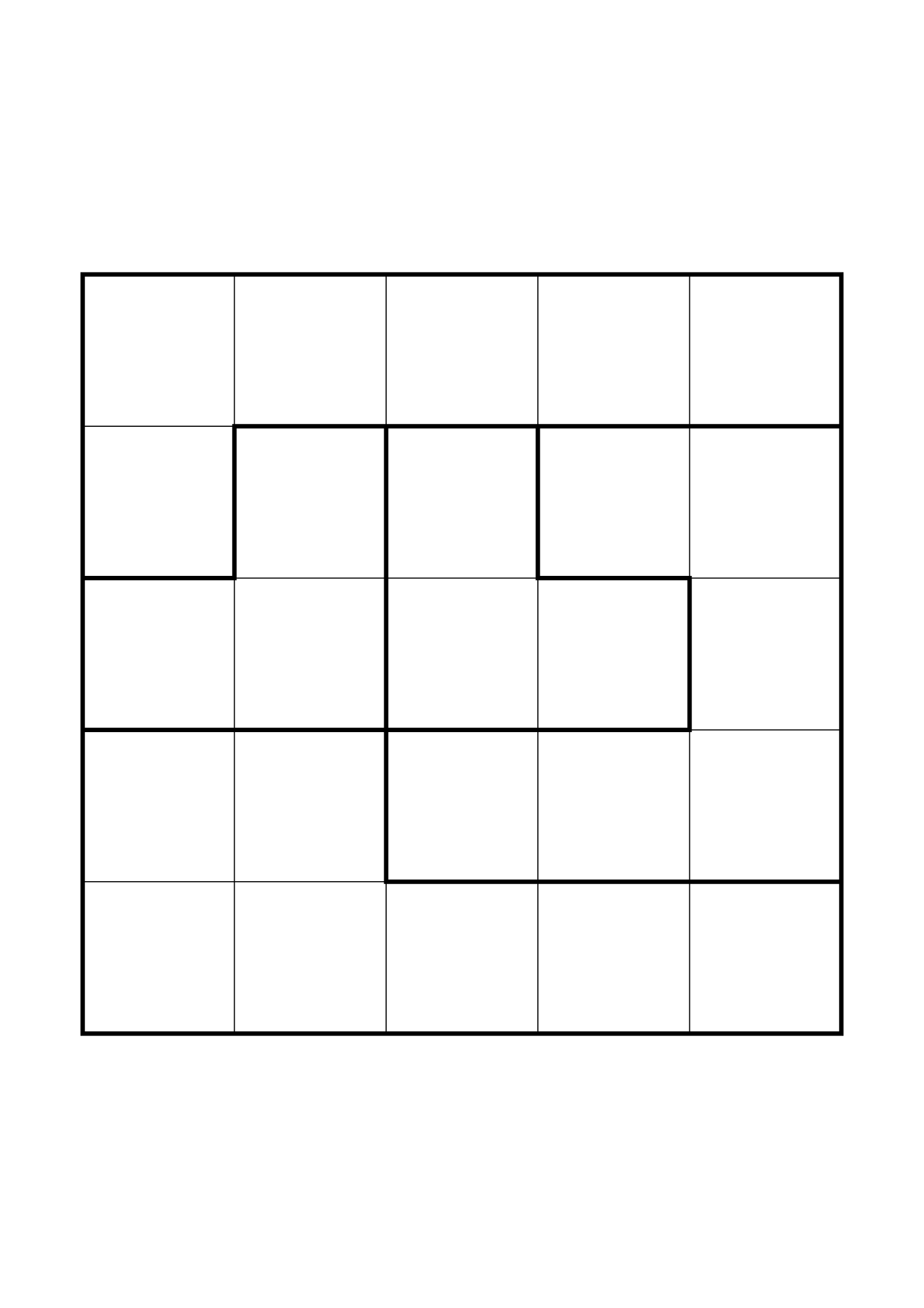 Easy 5x5 star battle, solved one region, row or column at a time, one large grid on the page. Level: Easy. Variant 3.