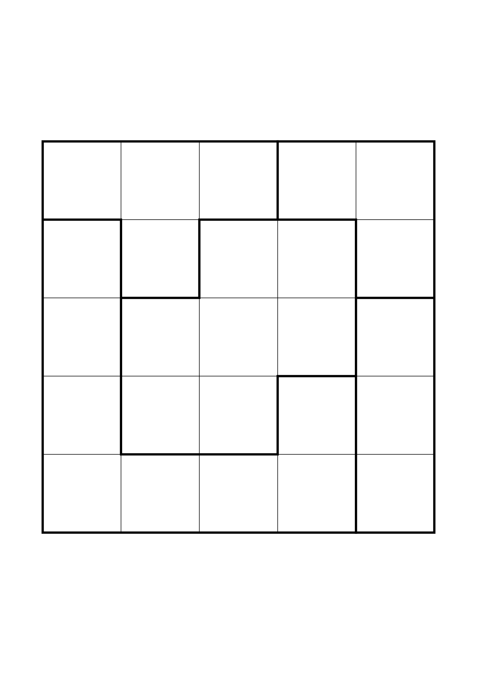 Easy 5x5 star battle, solved one region, row or column at a time, one large grid on the page. Level: Easy. Variant 4.