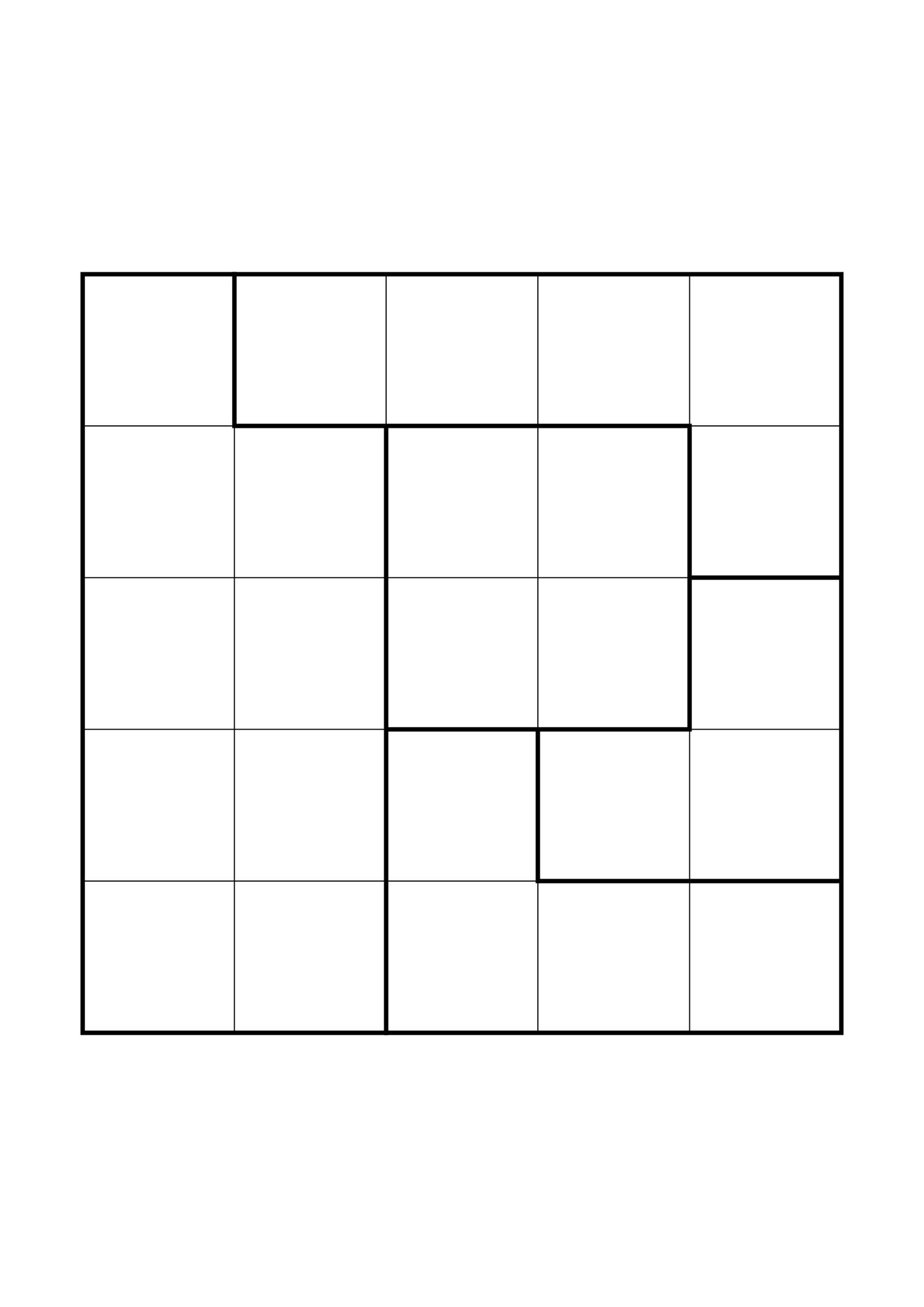 Easy 5x5 star battle, solved one region, row or column at a time, one large grid on the page. Level: Easy. Variant 5.