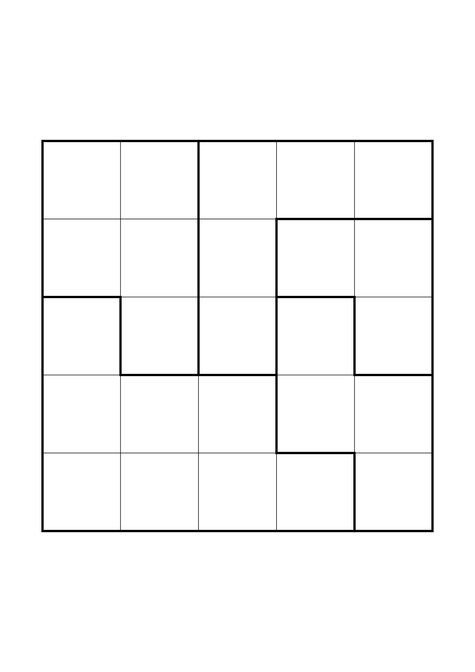 Easy 5x5 star battle, solved one region, row or column at a time, one large grid on the page. Level: Easy. Variant 7.