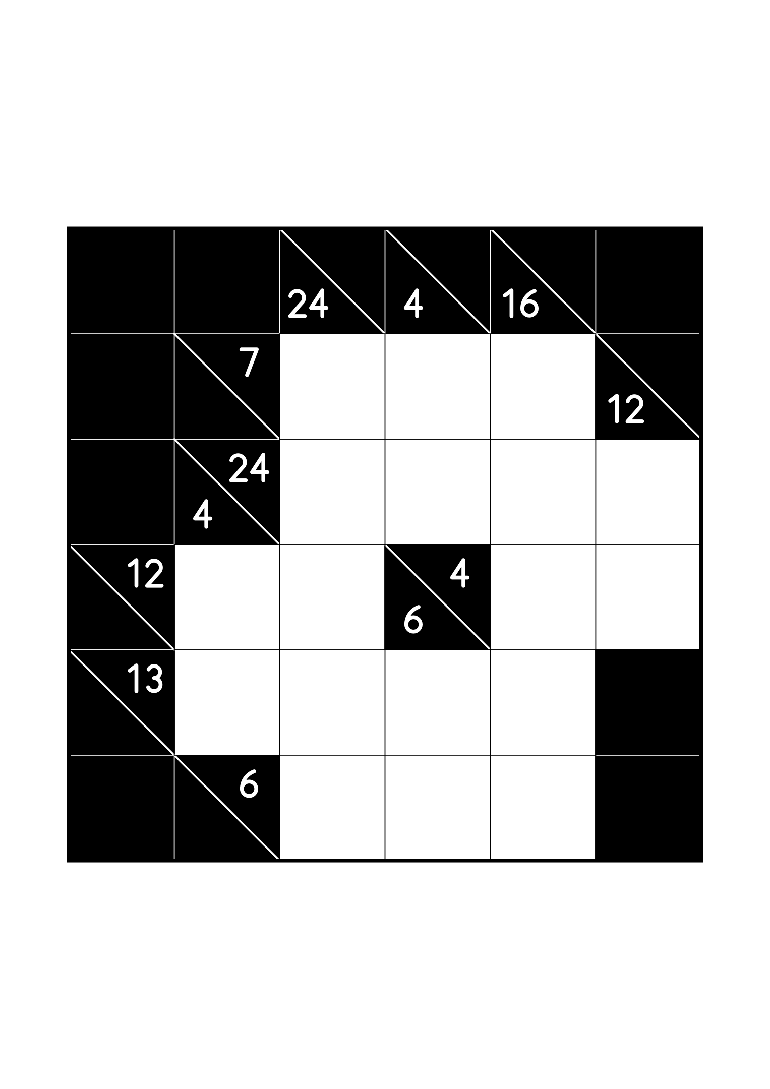 Easy 6x6 kakuro, solved from the digit combinations of its clues, one large grid on the page. Level: Easy. Variant 3.
