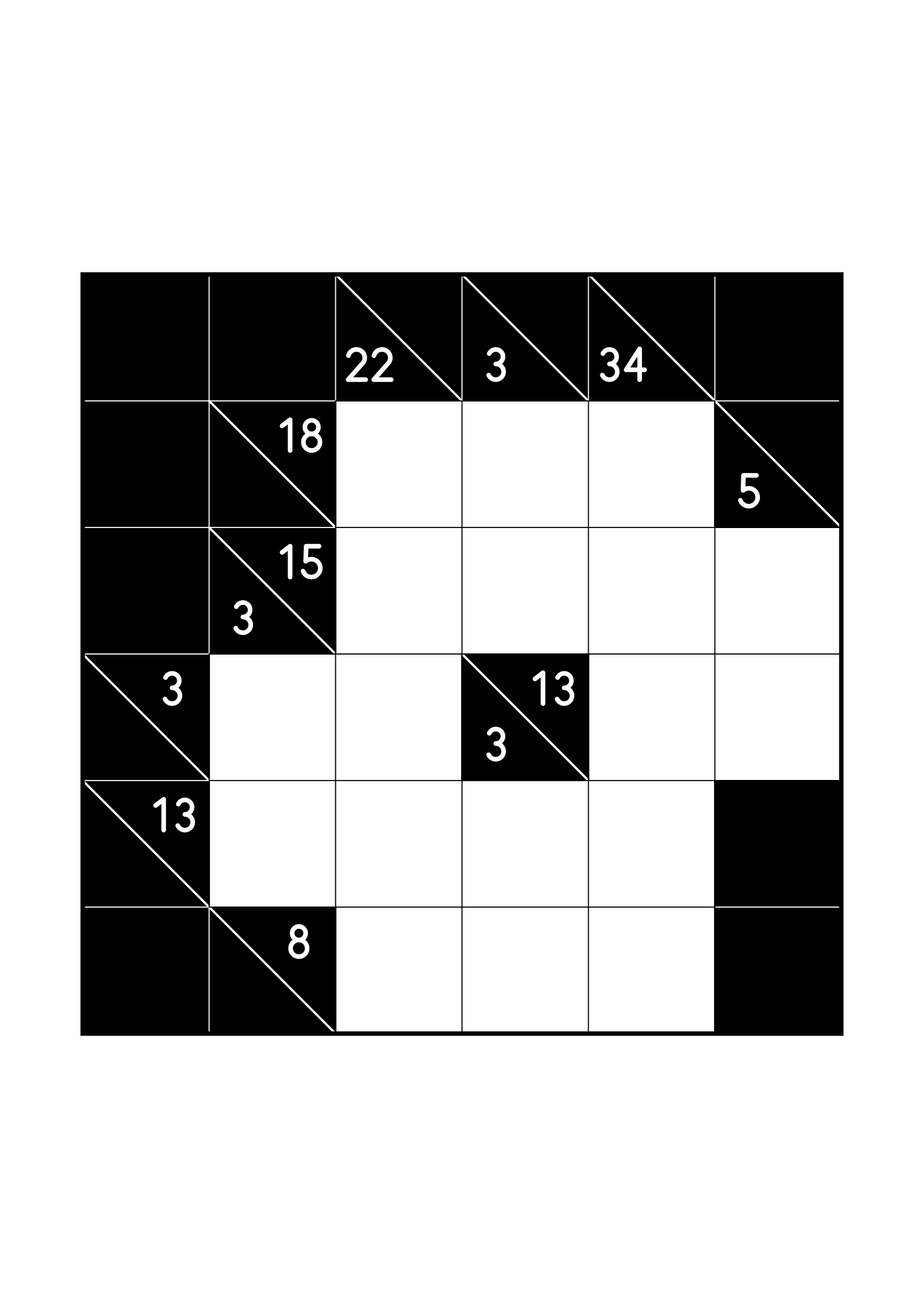 Easy 6x6 kakuro, solved from the digit combinations of its clues, one large grid on the page. Level: Easy. Variant 6.
