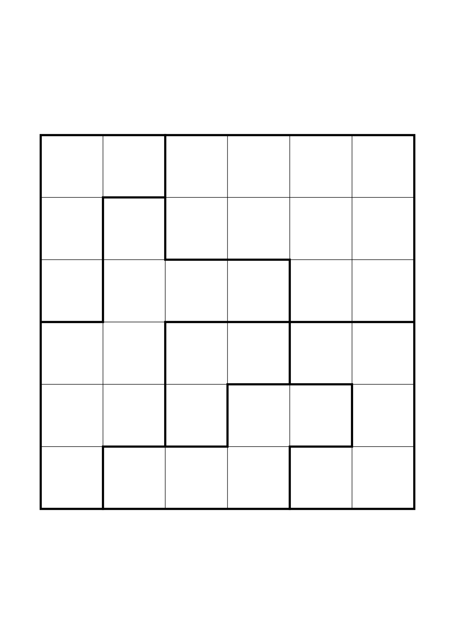 Easy 6x6 star battle, solved one region, row or column at a time, one large grid on the page. Level: Easy. Variant 2.