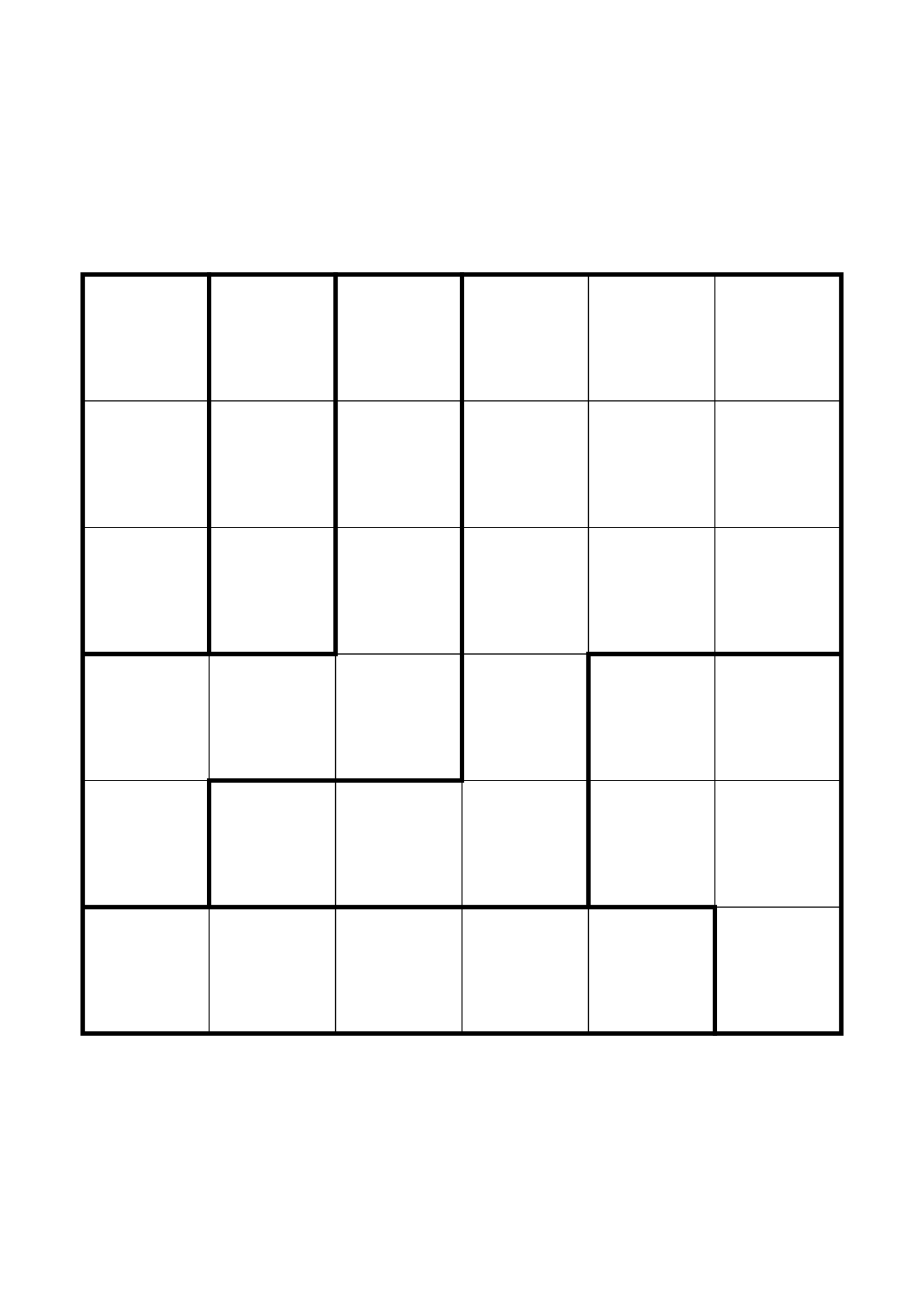 Easy 6x6 star battle, solved one region, row or column at a time, one large grid on the page. Level: Easy. Variant 3.