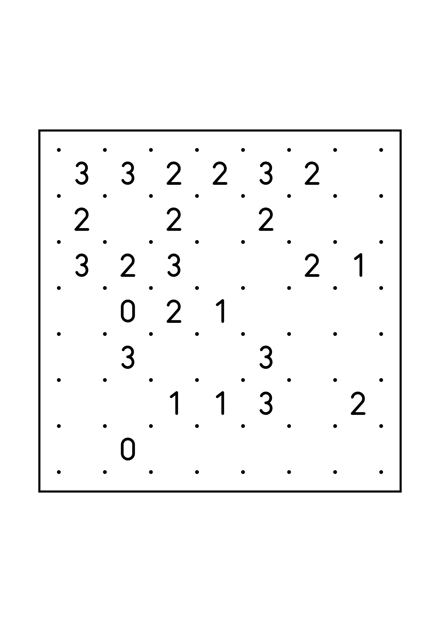 Easy 7x7 slitherlink, with numbers that count their way to the loop, one large grid on the page. Level: Easy. Variant 5.