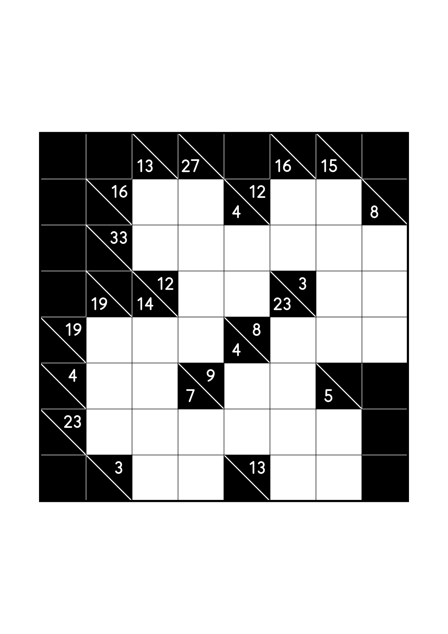 Easy 8x8 kakuro, solved from the digit combinations of its clues, one large grid on the page. Level: Easy. Variant 6.