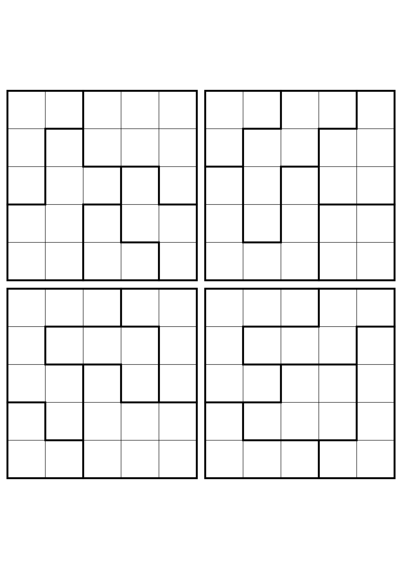 Four hard 5x5 star battle grids with stars to test in your head. Level: Hard, 4 puzzles per page. Variant 2.
