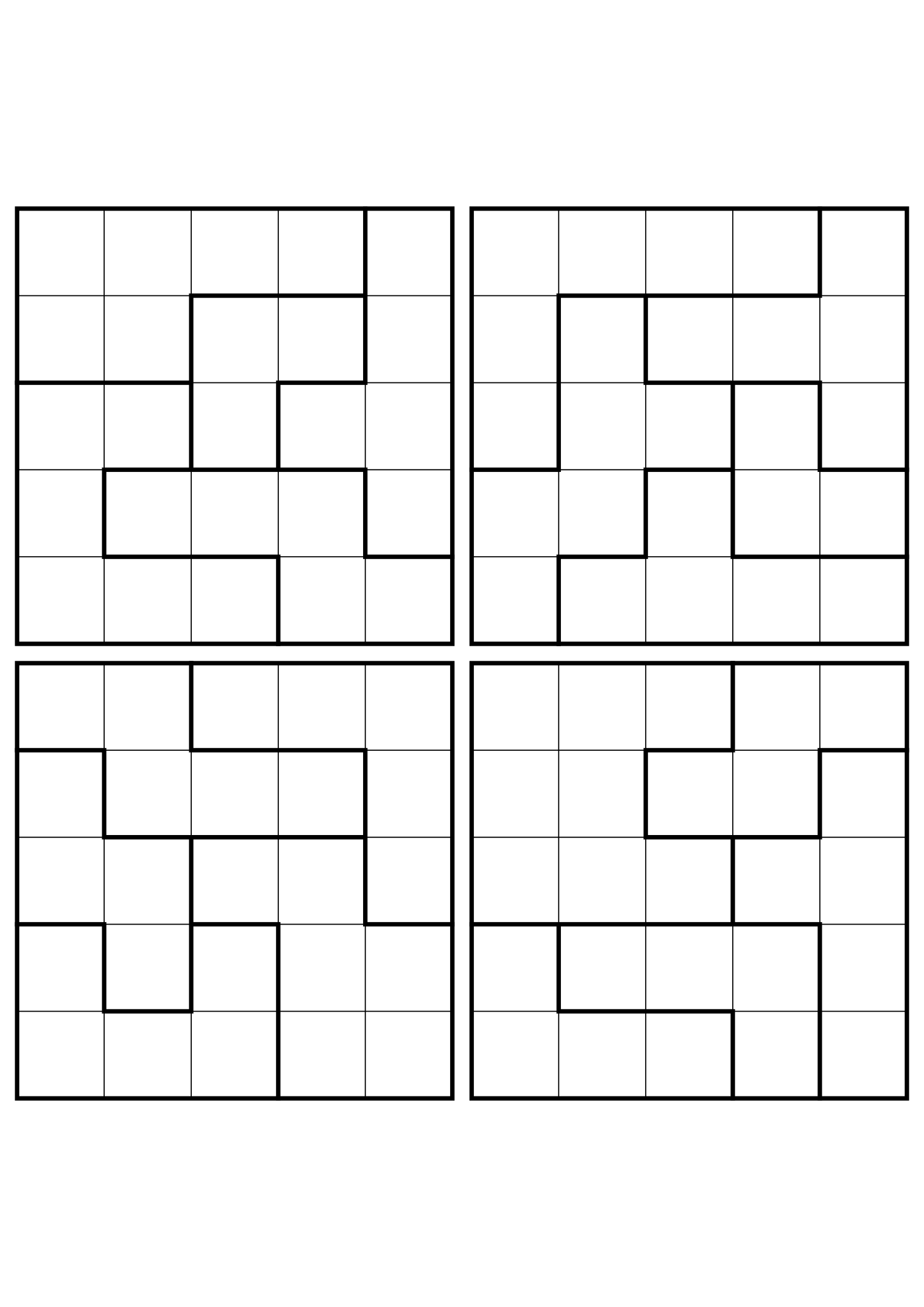 Four hard 5x5 star battle grids with stars to test in your head. Level: Hard, 4 puzzles per page. Variant 5.