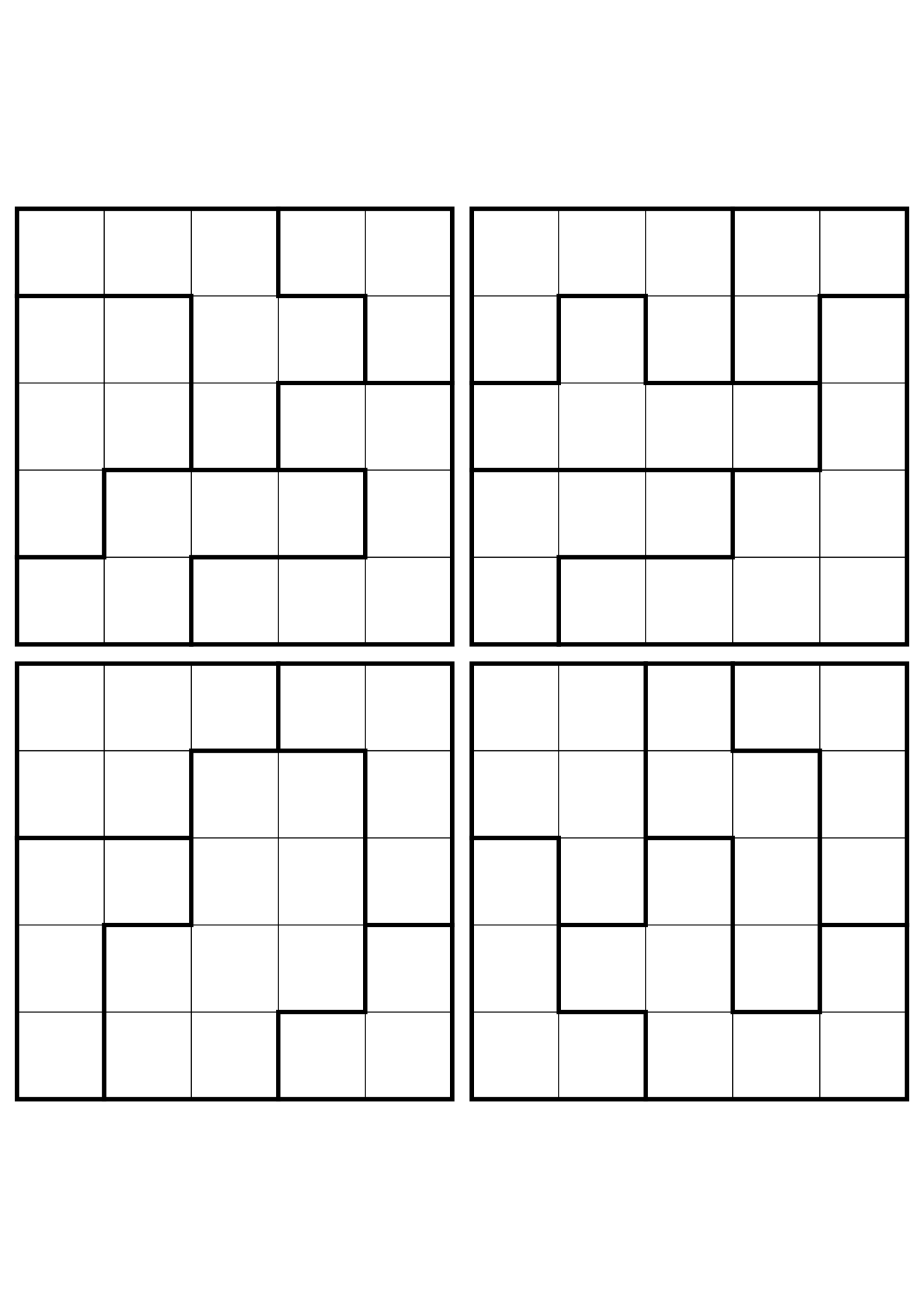 Four hard 5x5 star battle grids with stars to test in your head. Level: Hard, 4 puzzles per page. Variant 6.