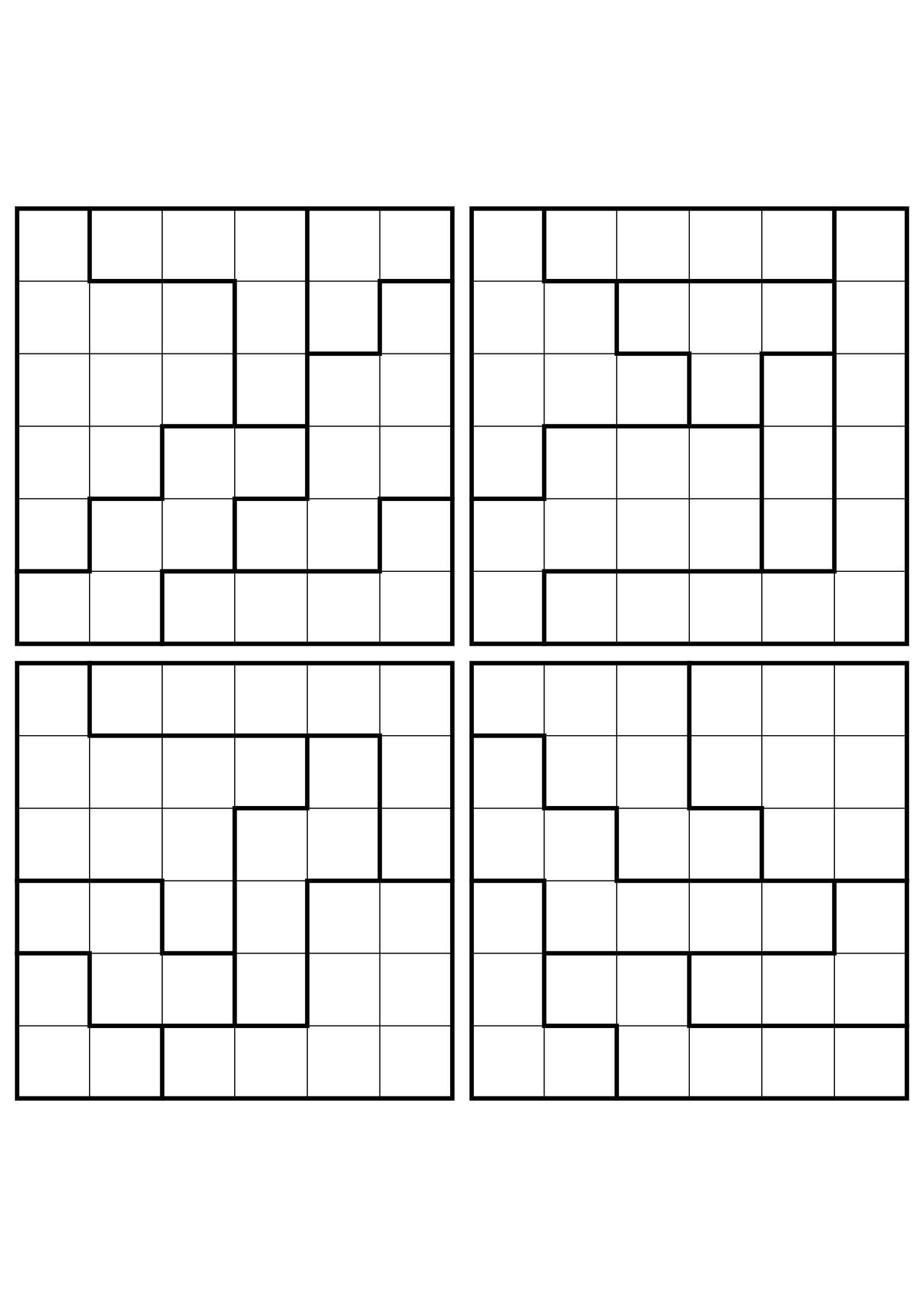Four hard 6x6 star battle grids with stars to test in your head. Level: Hard, 4 puzzles per page. Variant 2.