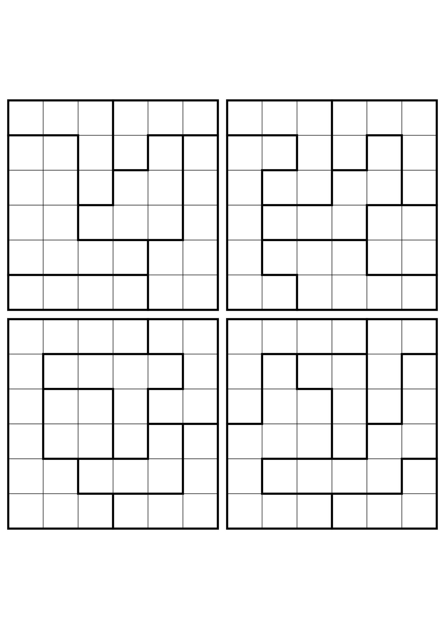 Four hard 6x6 star battle grids with stars to test in your head. Level: Hard, 4 puzzles per page. Variant 3.