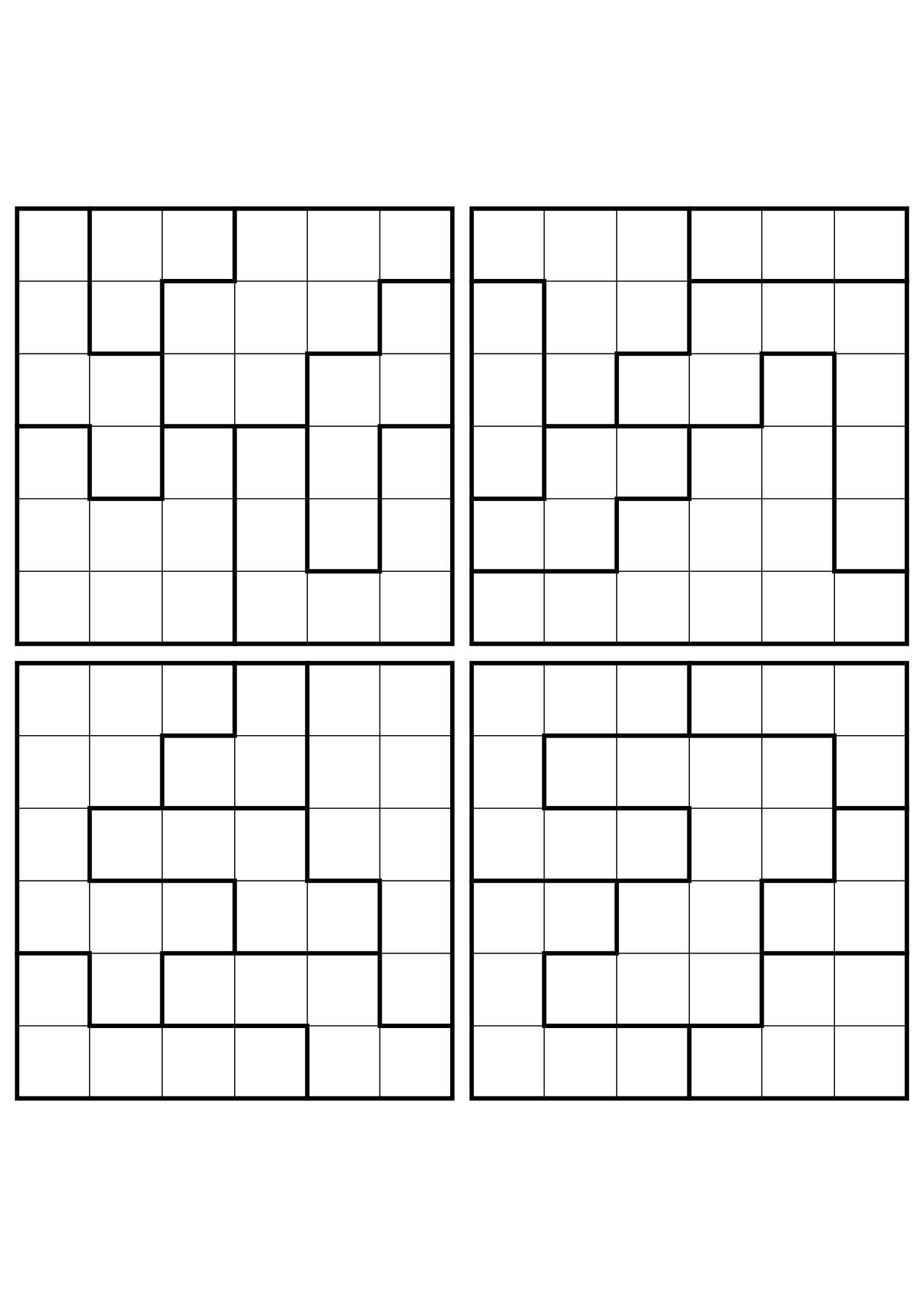 Four hard 6x6 star battle grids with stars to test in your head. Level: Hard, 4 puzzles per page. Variant 4.