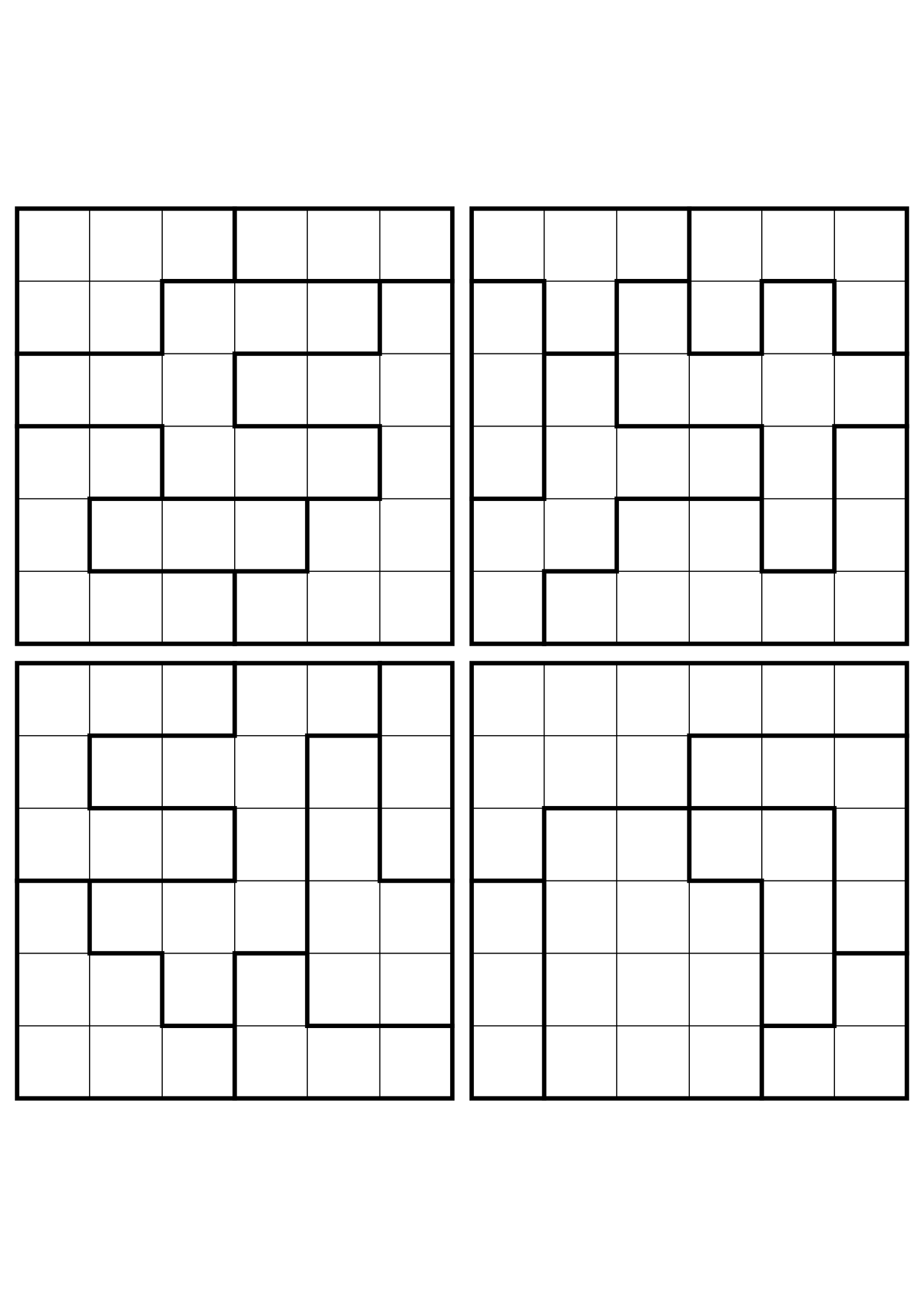 Four hard 6x6 star battle grids with stars to test in your head. Level: Hard, 4 puzzles per page. Variant 6.