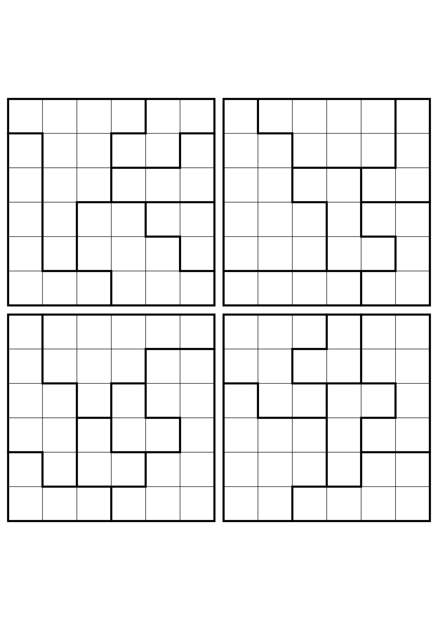 Four hard 6x6 star battle grids with stars to test in your head. Level: Hard, 4 puzzles per page. Variant 7.