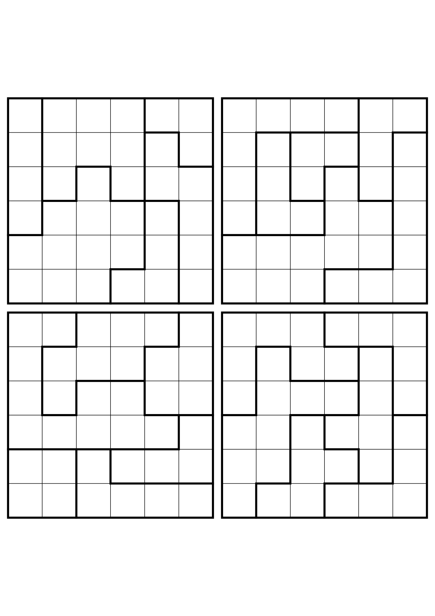 Four hard 6x6 star battle grids with stars to test in your head. Level: Hard, 4 puzzles per page. Variant 8.