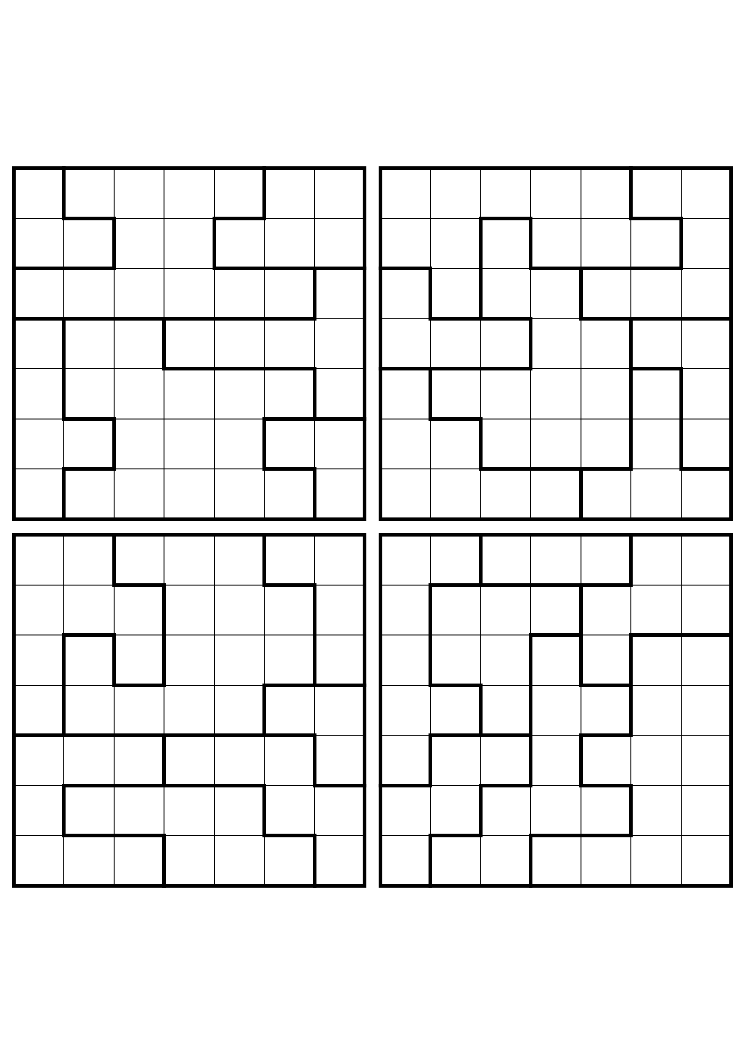 Four hard 7x7 star battle grids with stars to test in your head. Level: Hard, 4 puzzles per page. Variant 2.