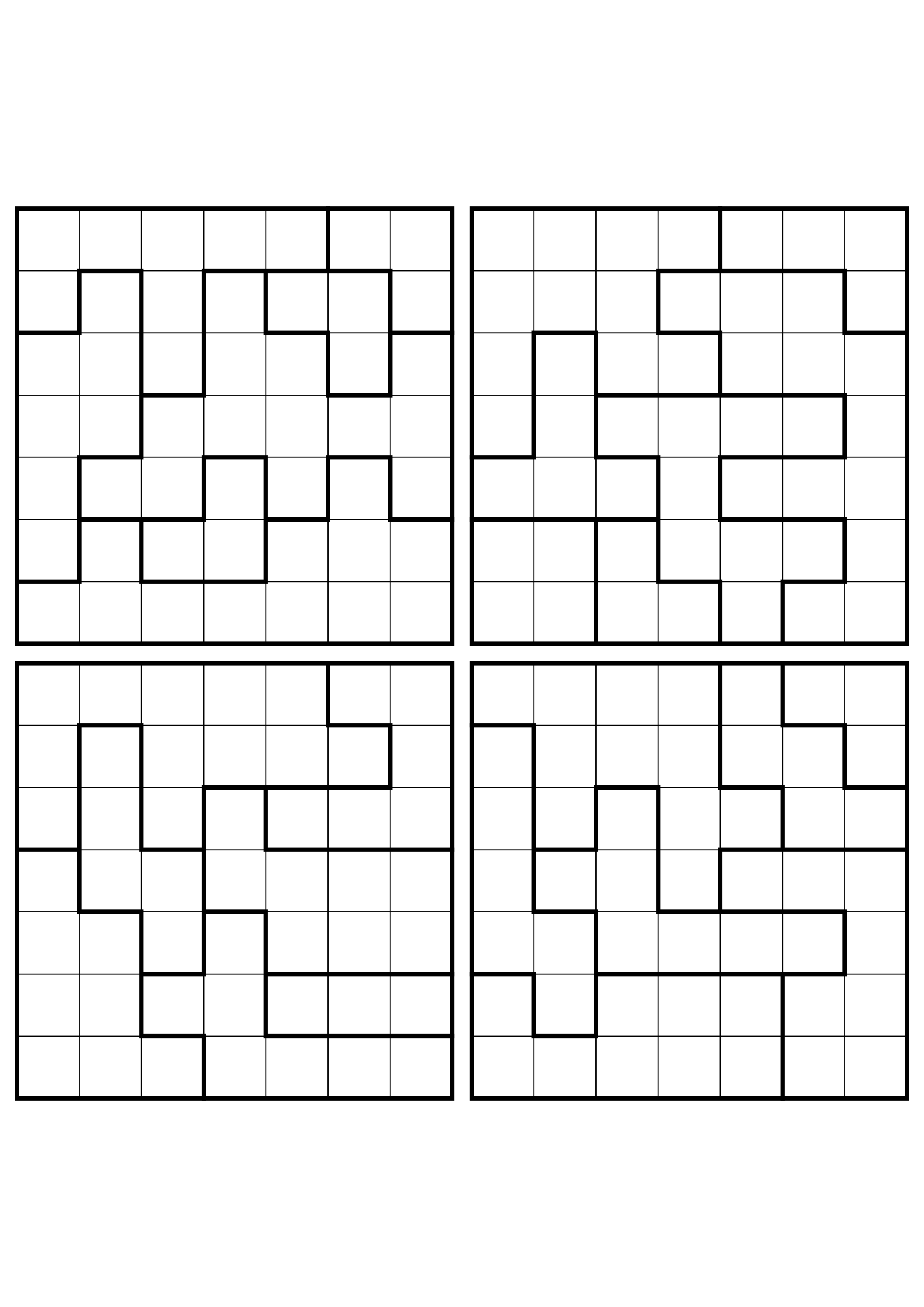 Four hard 7x7 star battle grids with stars to test in your head. Level: Hard, 4 puzzles per page. Variant 4.