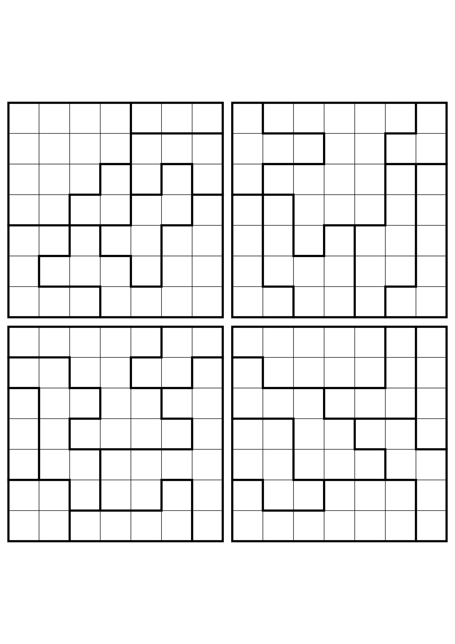 Four hard 7x7 star battle grids with stars to test in your head. Level: Hard, 4 puzzles per page. Variant 8.