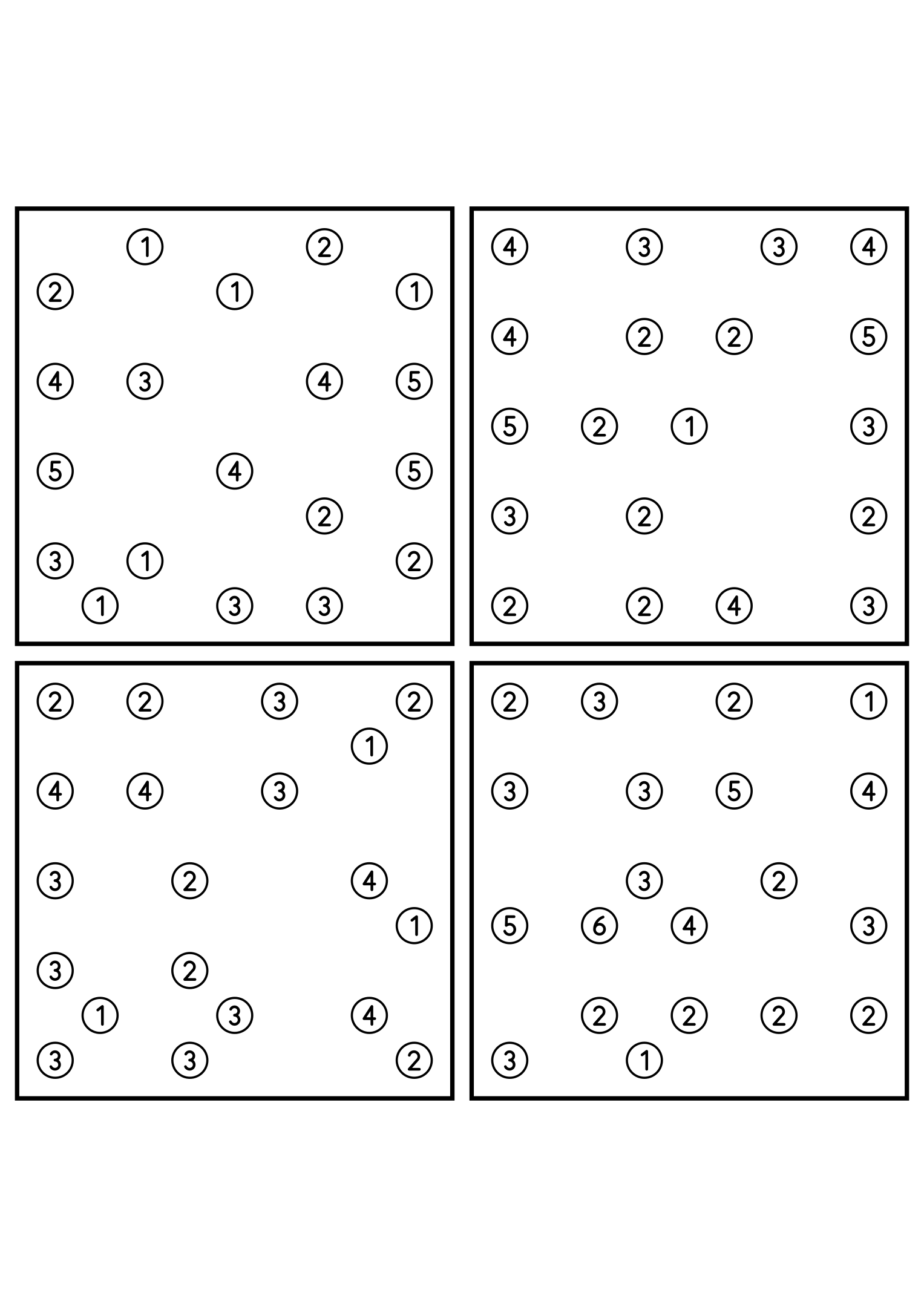 Four hard 9x9 hashi puzzles with bridges to test in your head. Level: Hard, 4 puzzles per page. Variant 6.