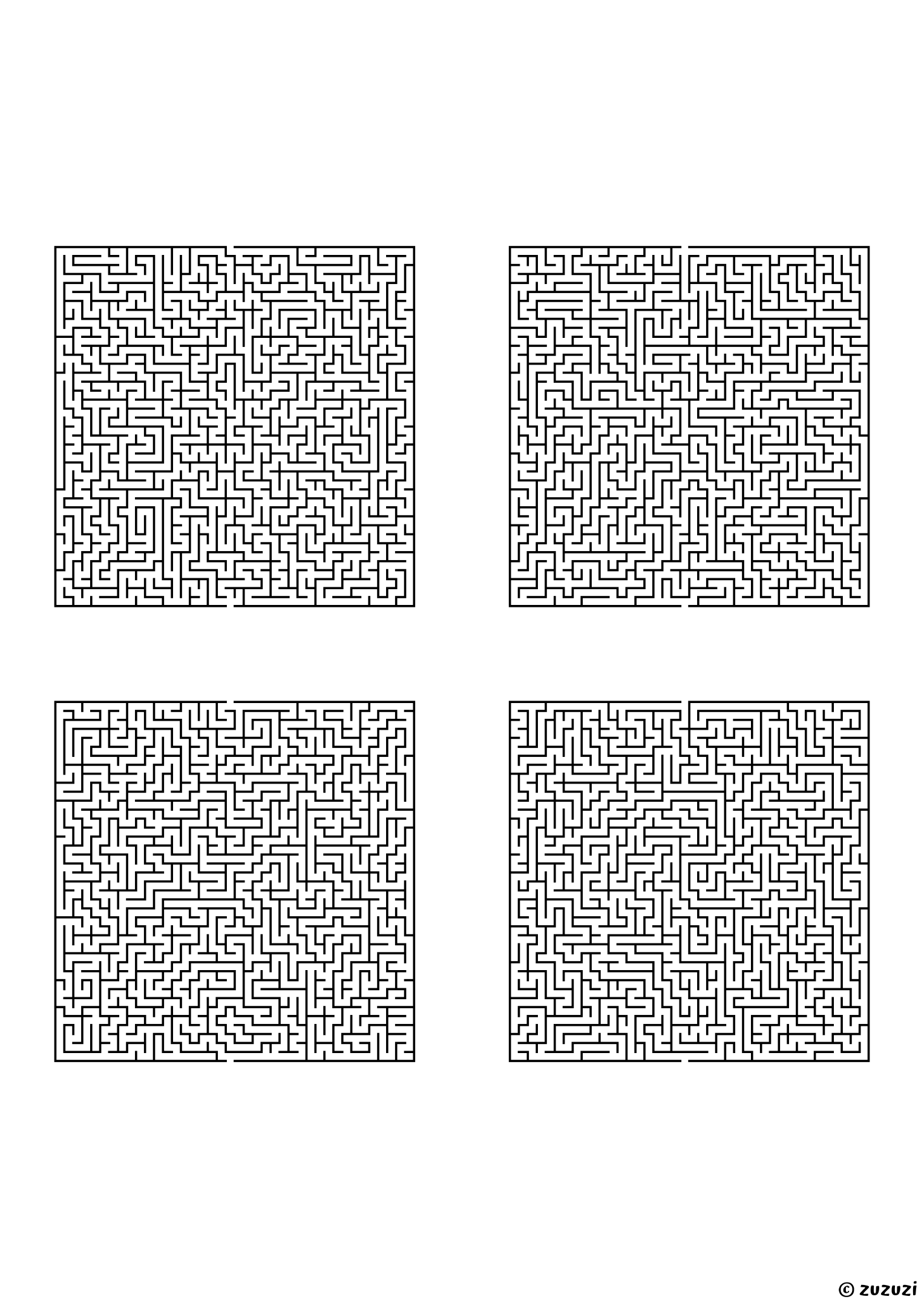 Legendary rectangular mazes, black-and-white lines, designed for fearless puzzle masters. 4 mazes per page, variant 3.