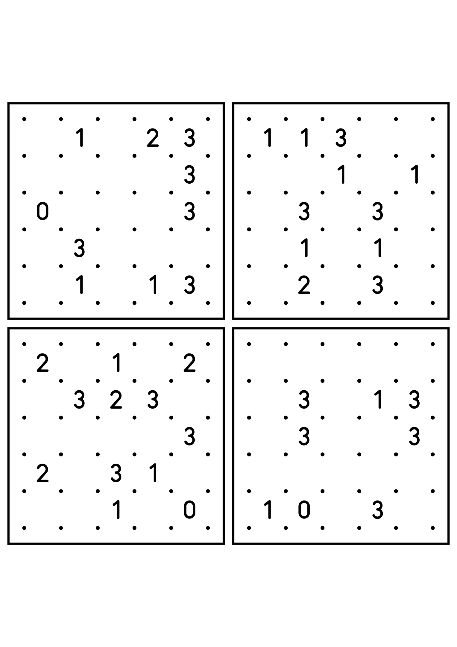 Four medium 5x5 slitherlink grids read with their corner patterns. Level: Medium, 4 puzzles per page. Variant 3.