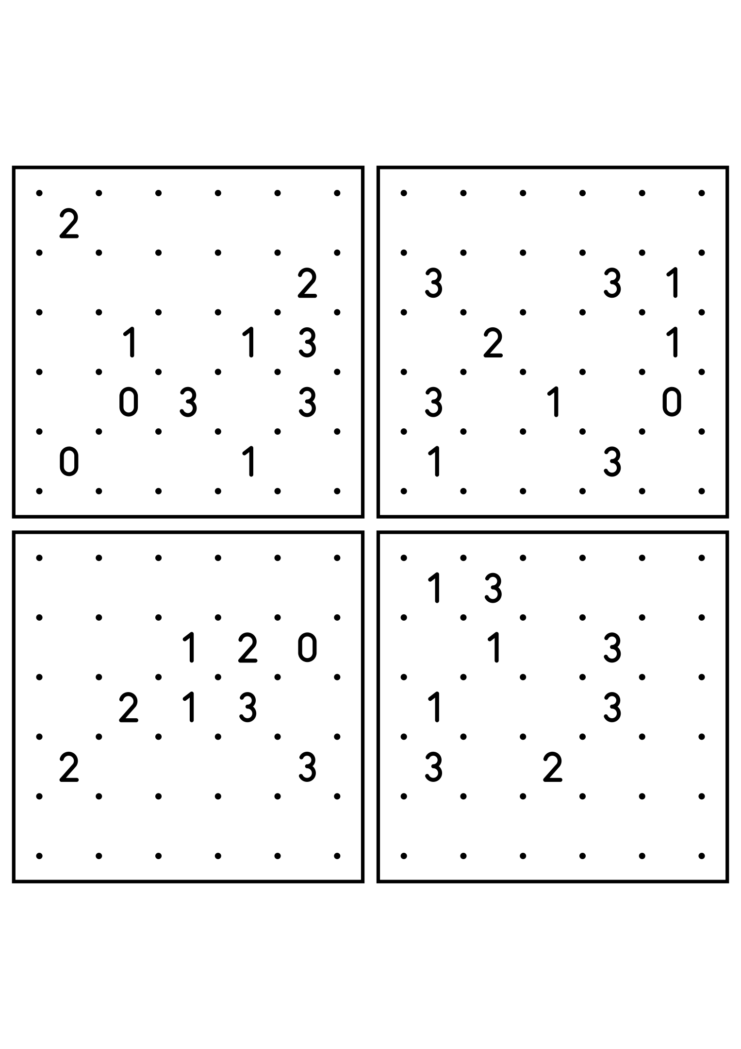 Four medium 5x5 slitherlink grids read with their corner patterns. Level: Medium, 4 puzzles per page. Variant 4.
