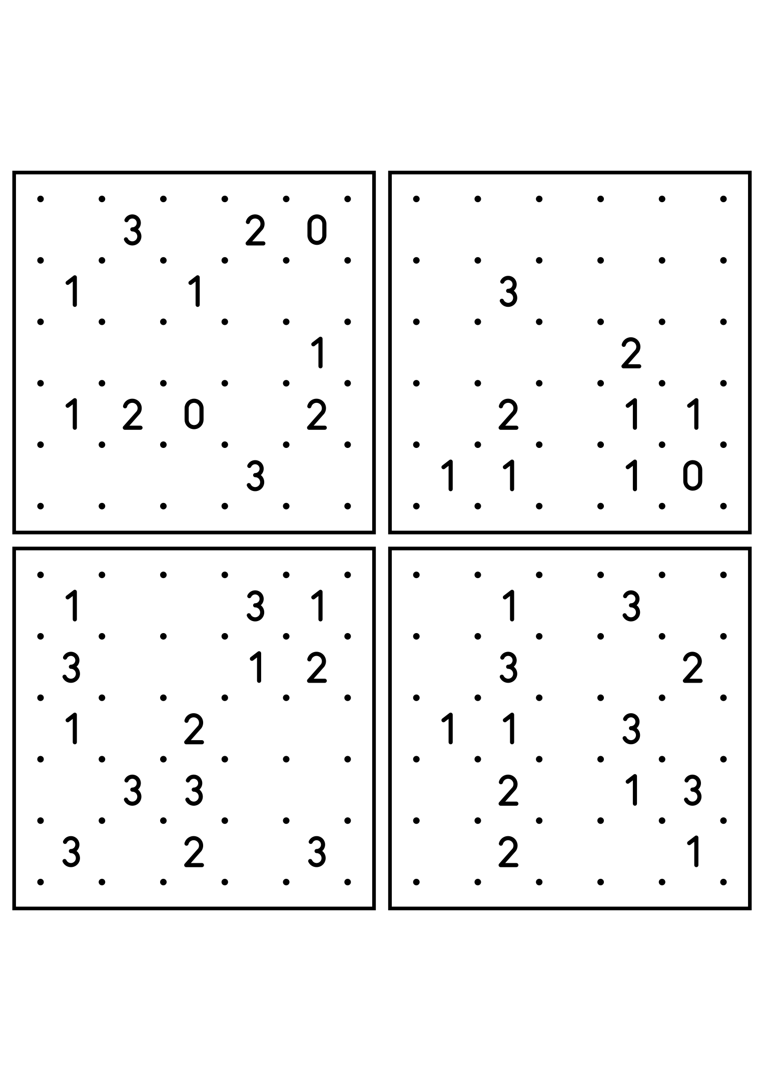 Four medium 5x5 slitherlink grids read with their corner patterns. Level: Medium, 4 puzzles per page. Variant 8.