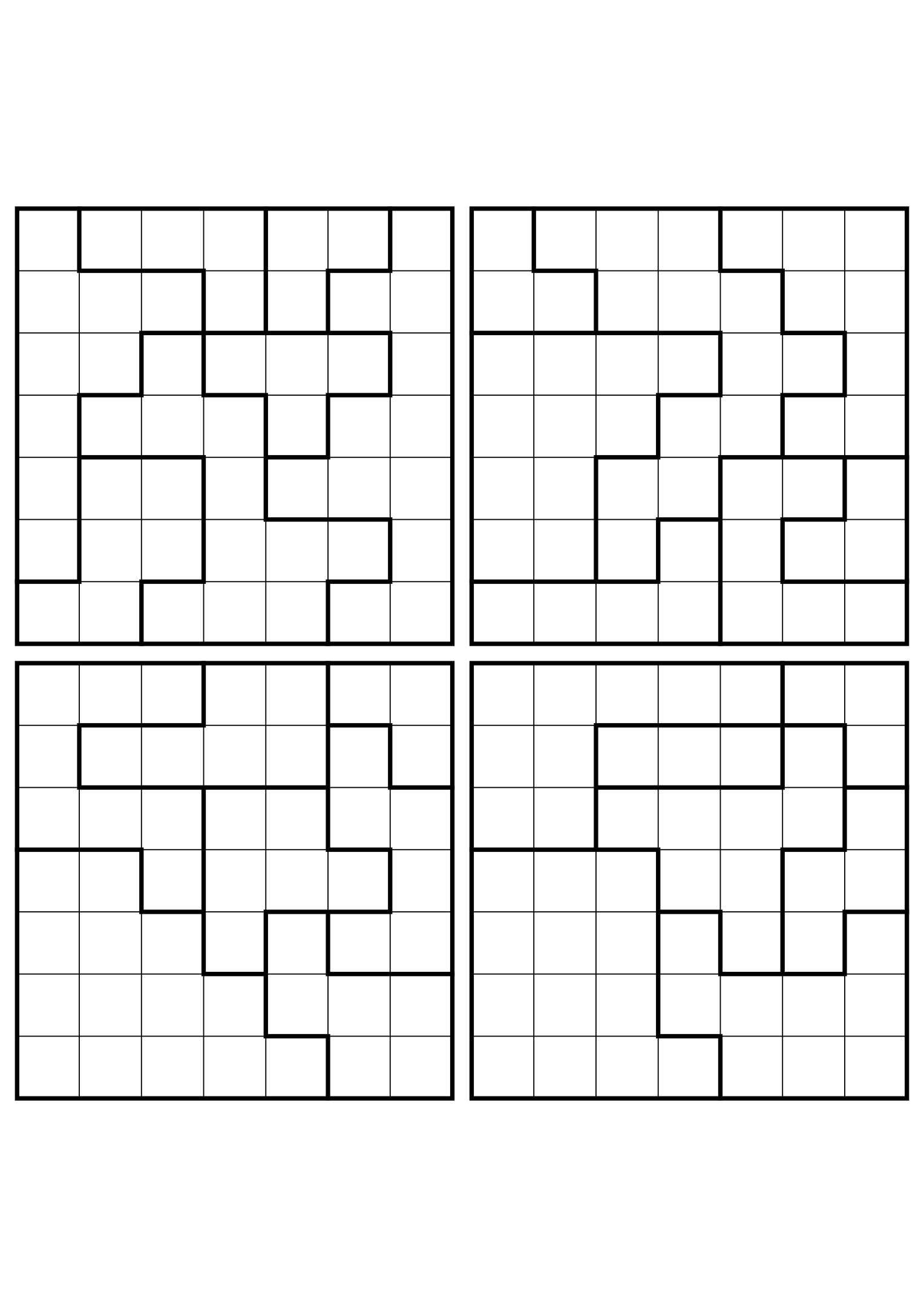 Four medium 7x7 star battle grids that need regions read together. Level: Medium, 4 puzzles per page. Variant 6.