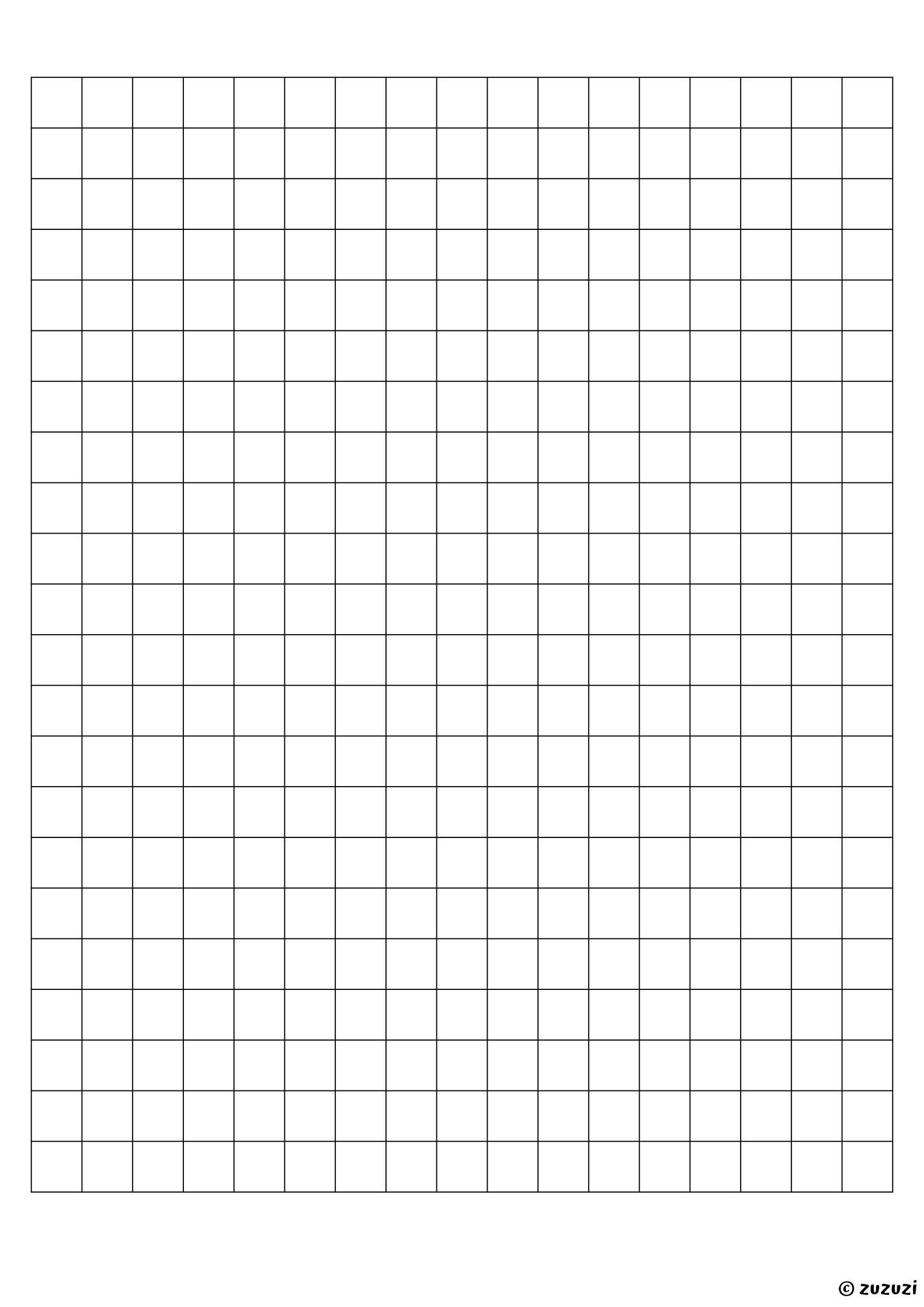 A grid paper layout with large squares, 22 rows of 17 squares, for math, graphs, and drawing.