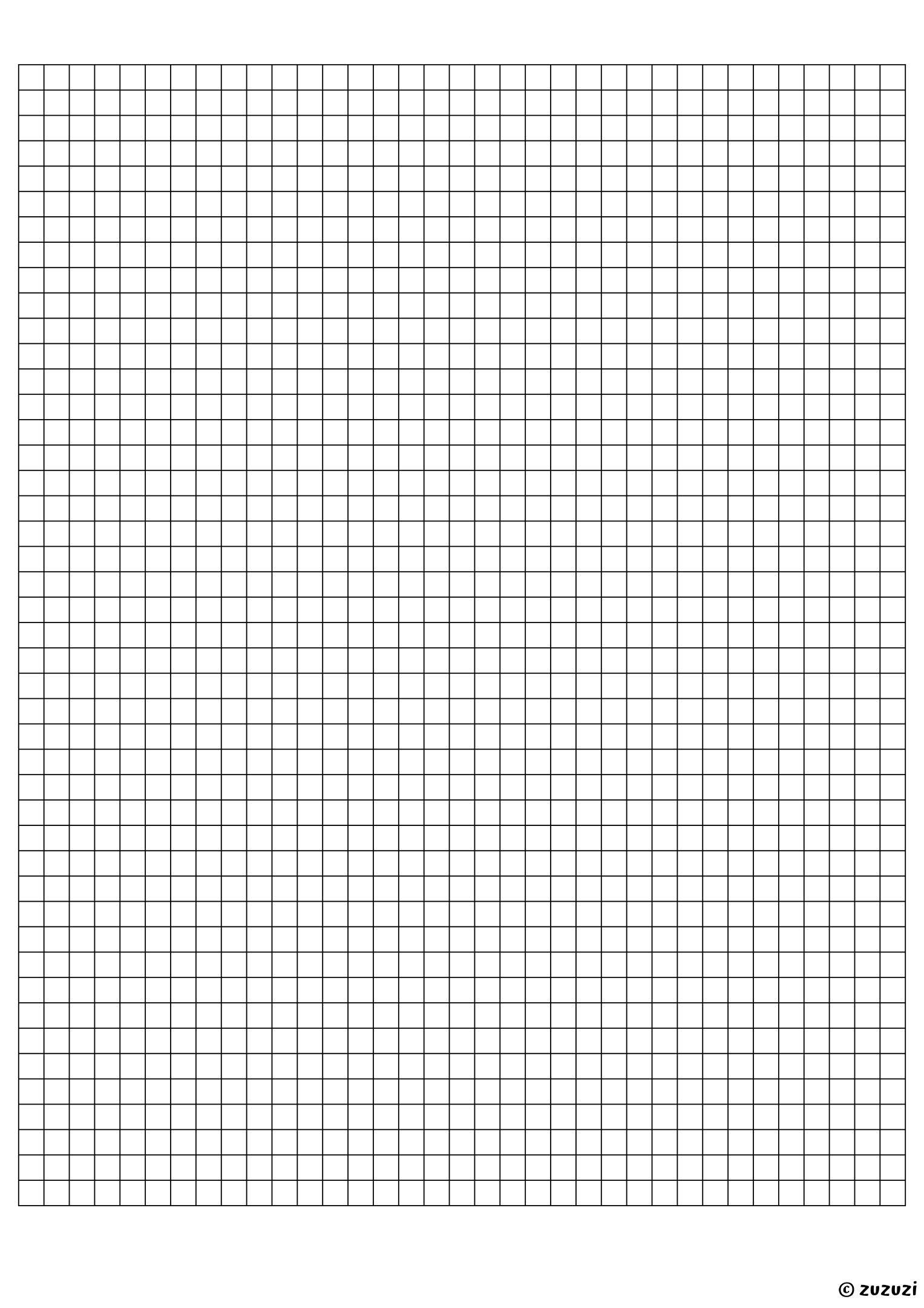 A grid paper layout with small squares, 45 rows of 35 squares, for math, graphs, and drawing.
