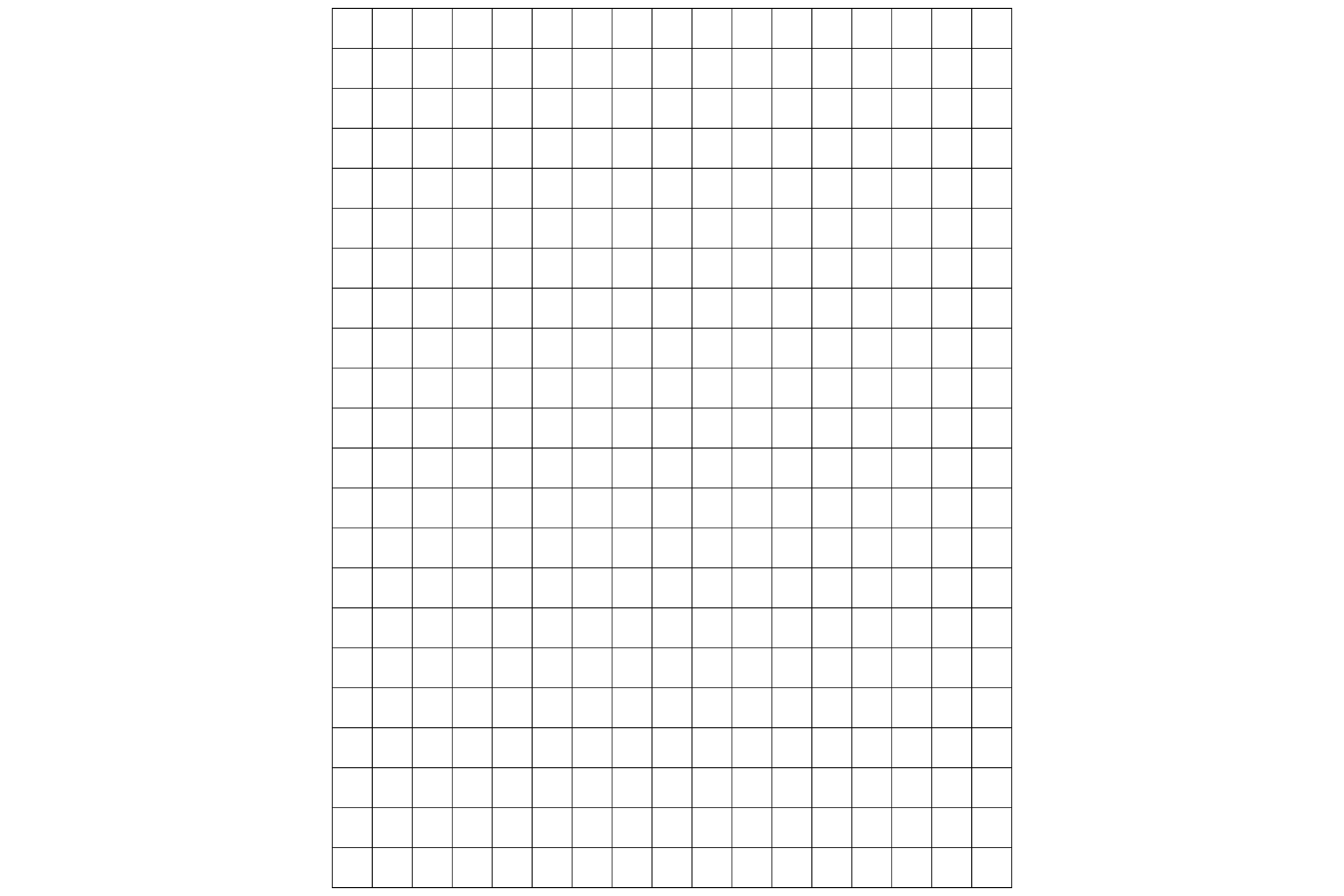 Grid paper with evenly spaced horizontal and vertical lines forming squares, in black and white.