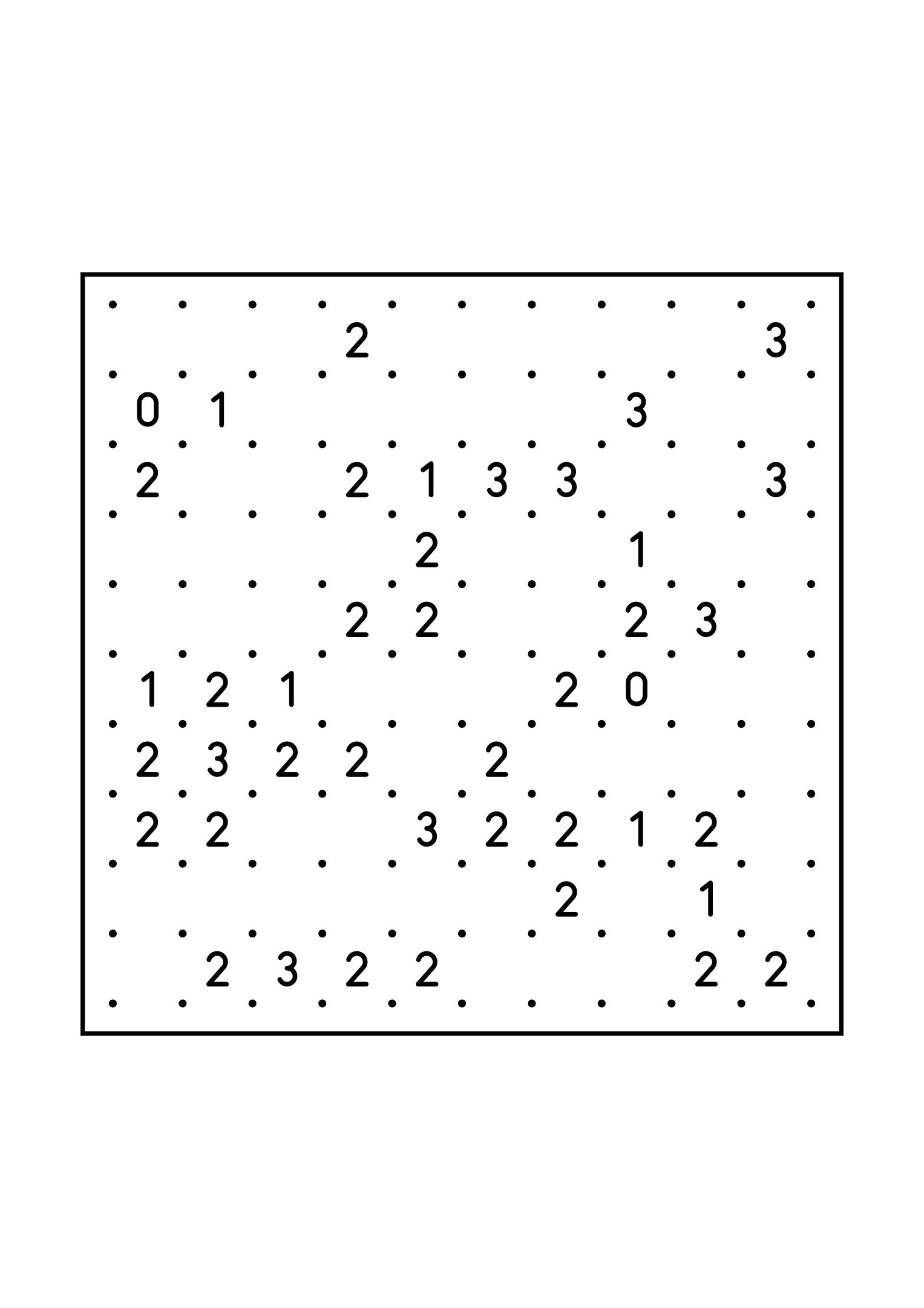 Hard 10x10 slitherlink, where a line sometimes has to be tried in your head, one large grid on the page. Level: Hard. Variant 2.