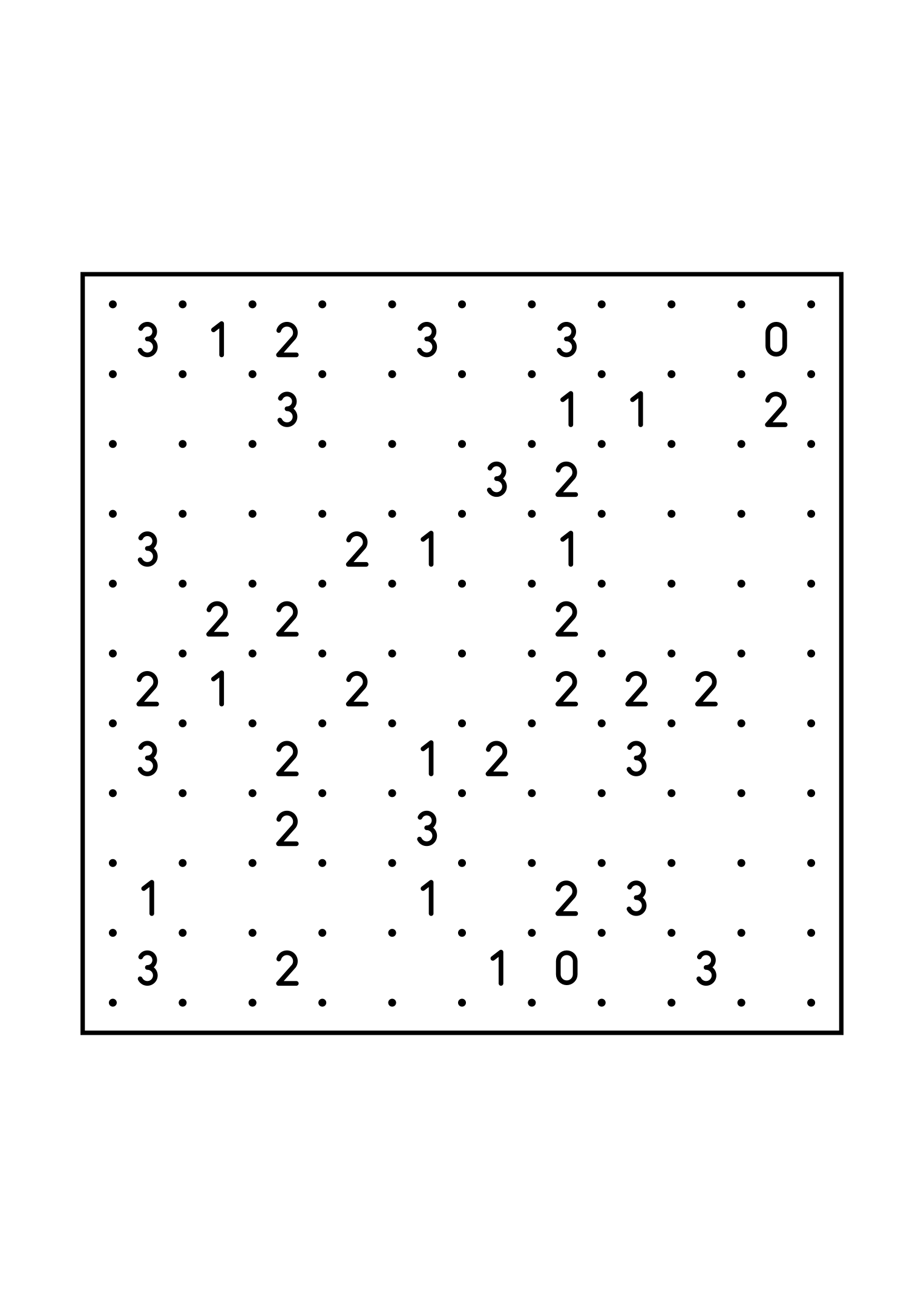Hard 10x10 slitherlink, where a line sometimes has to be tried in your head, one large grid on the page. Level: Hard. Variant 3.