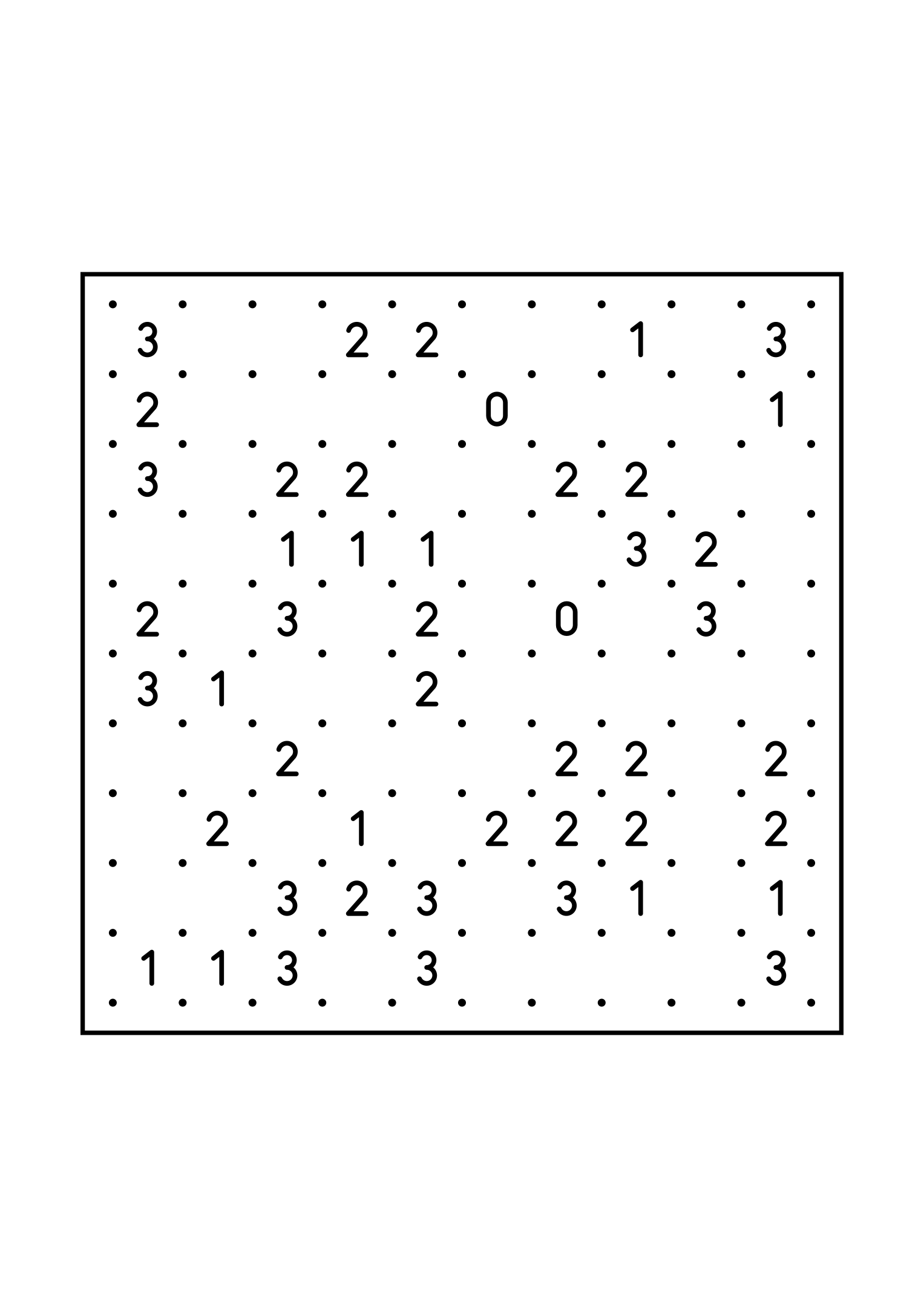 Hard 10x10 slitherlink, where a line sometimes has to be tried in your head, one large grid on the page. Level: Hard. Variant 4.