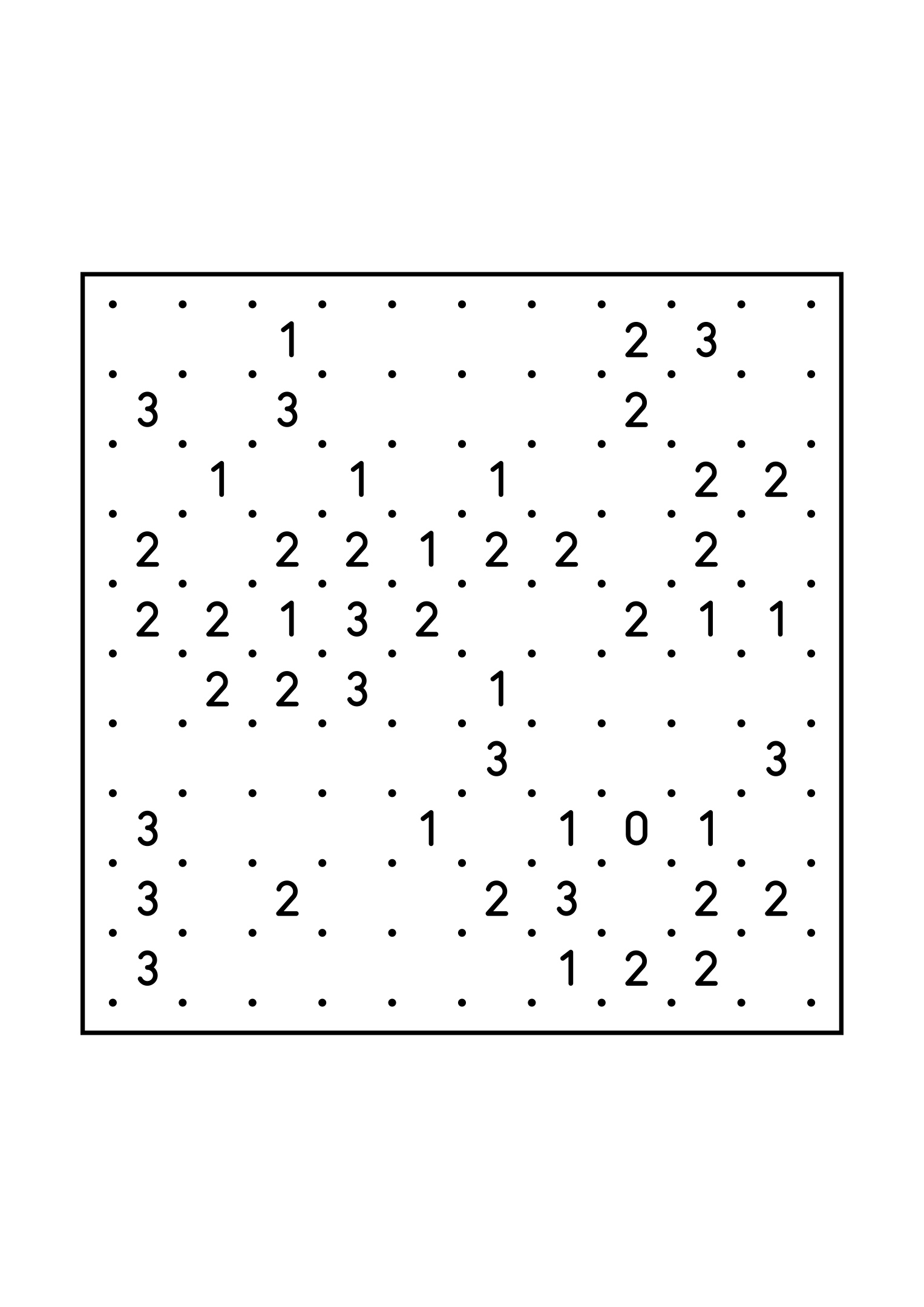 Hard 10x10 slitherlink, where a line sometimes has to be tried in your head, one large grid on the page. Level: Hard. Variant 5.