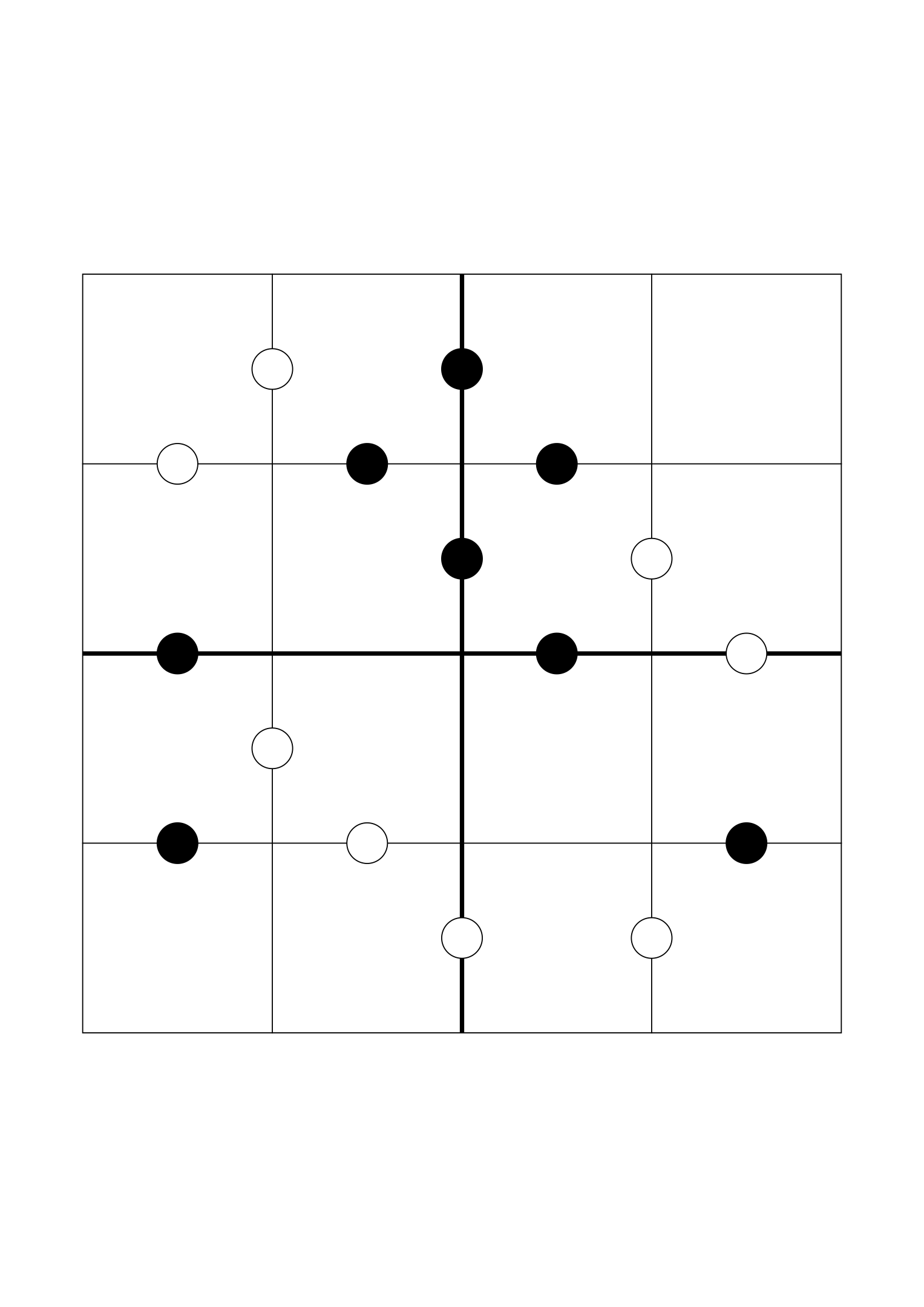 Hard 4x4 Kropki on its own page: given digits only where logic needs them, often none. Variant 1.