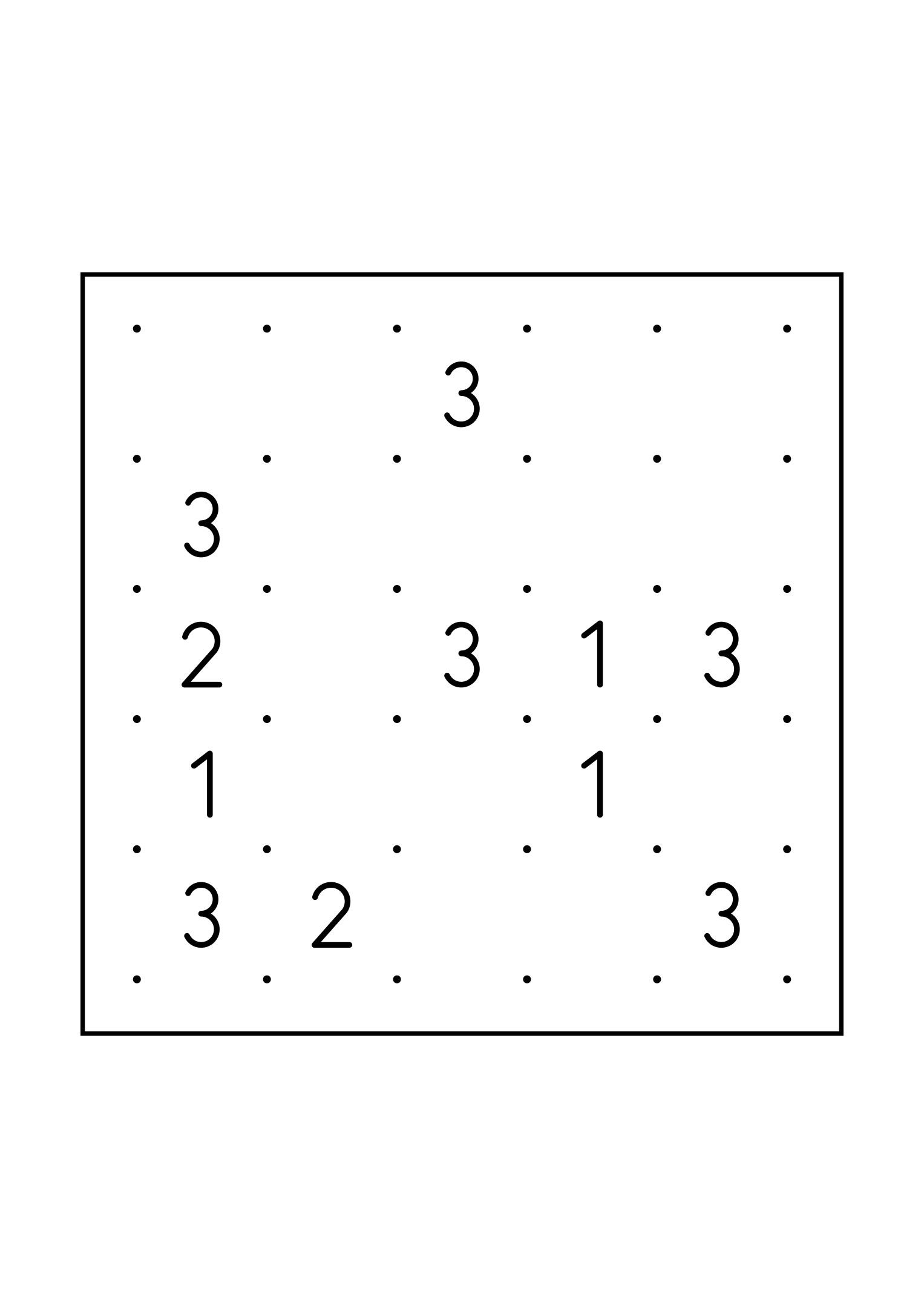Hard 5x5 slitherlink, where a line sometimes has to be tried in your head, one large grid on the page. Level: Hard. Variant 1.