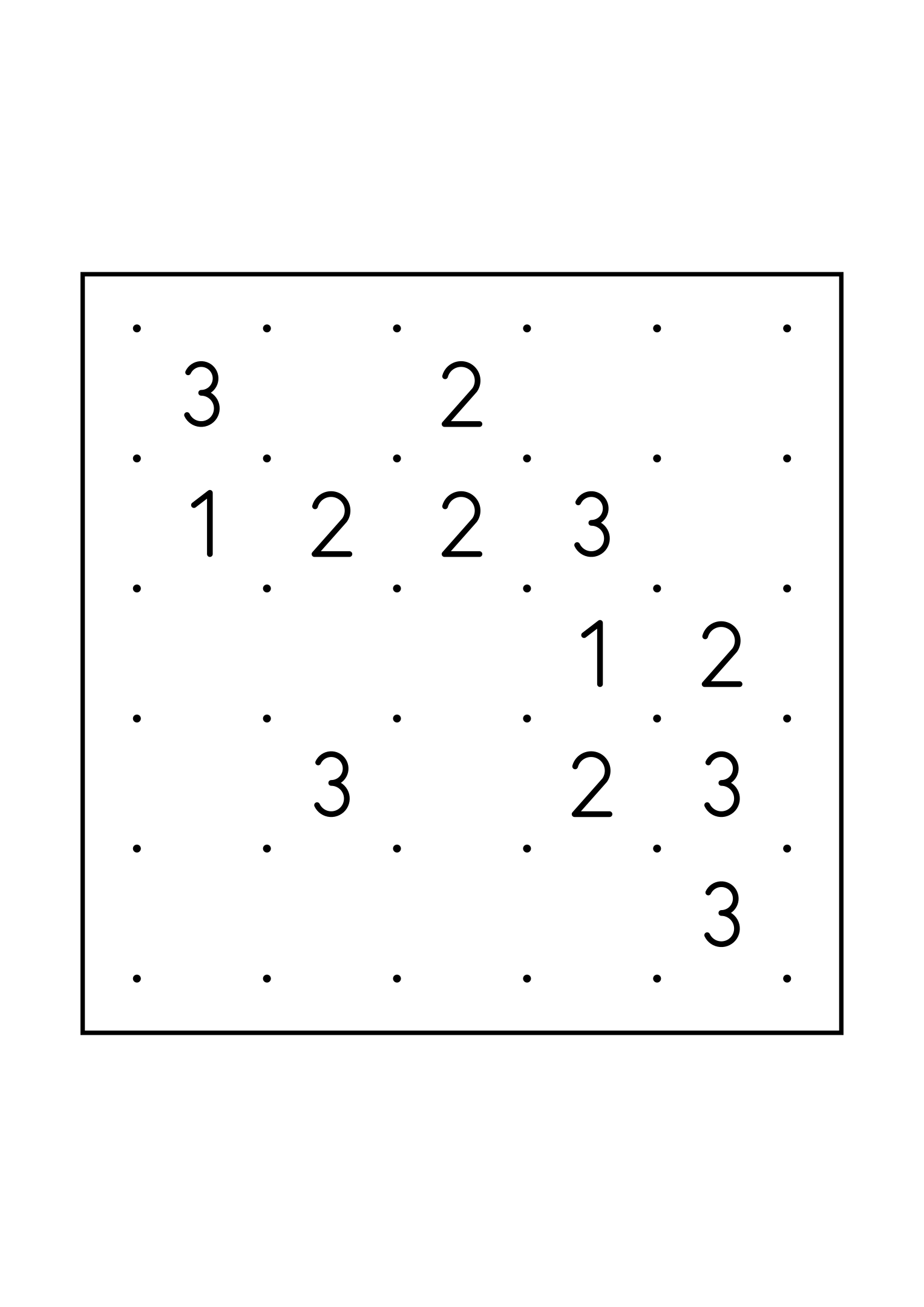 Hard 5x5 slitherlink, where a line sometimes has to be tried in your head, one large grid on the page. Level: Hard. Variant 3.