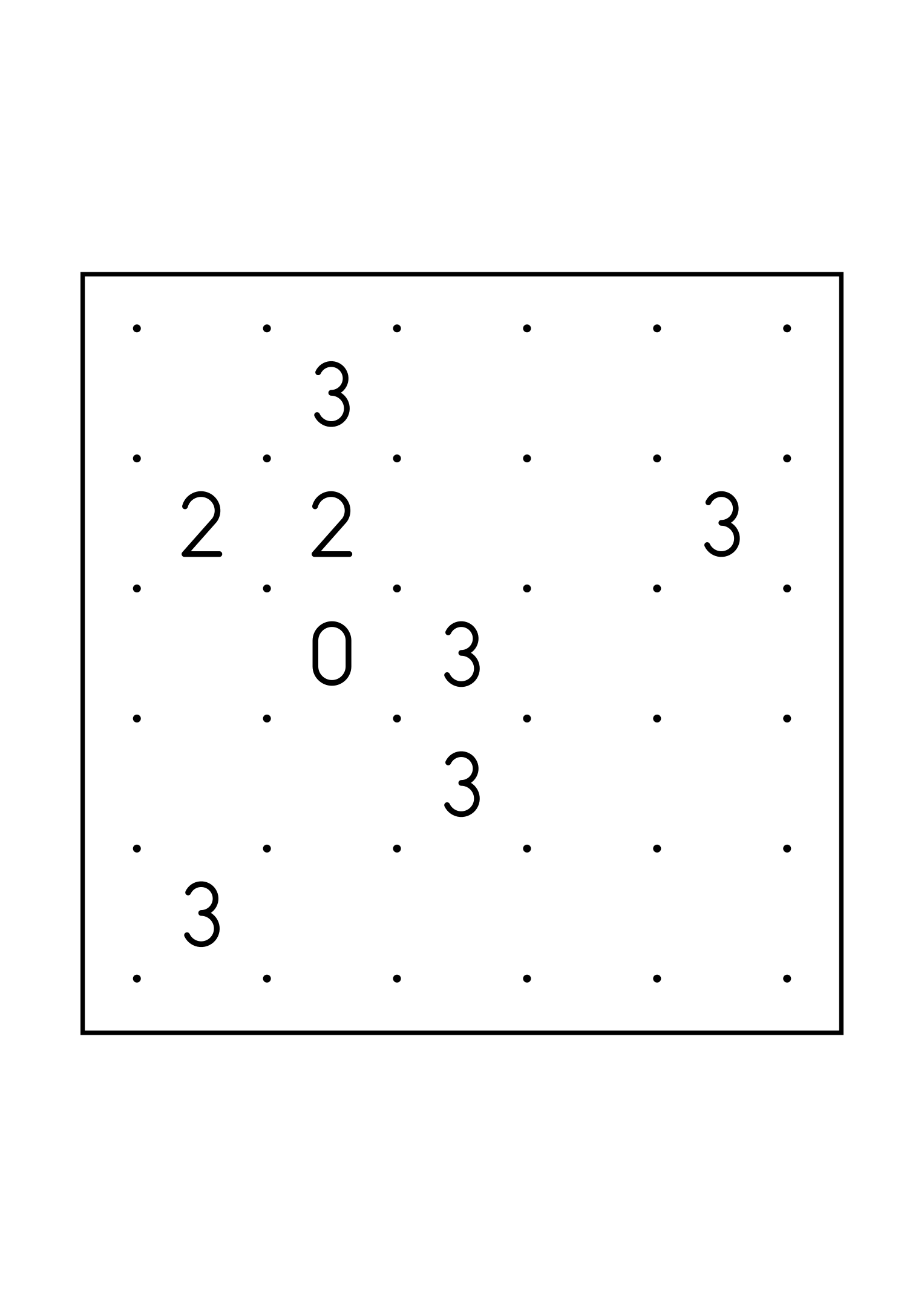 Hard 5x5 slitherlink, where a line sometimes has to be tried in your head, one large grid on the page. Level: Hard. Variant 4.