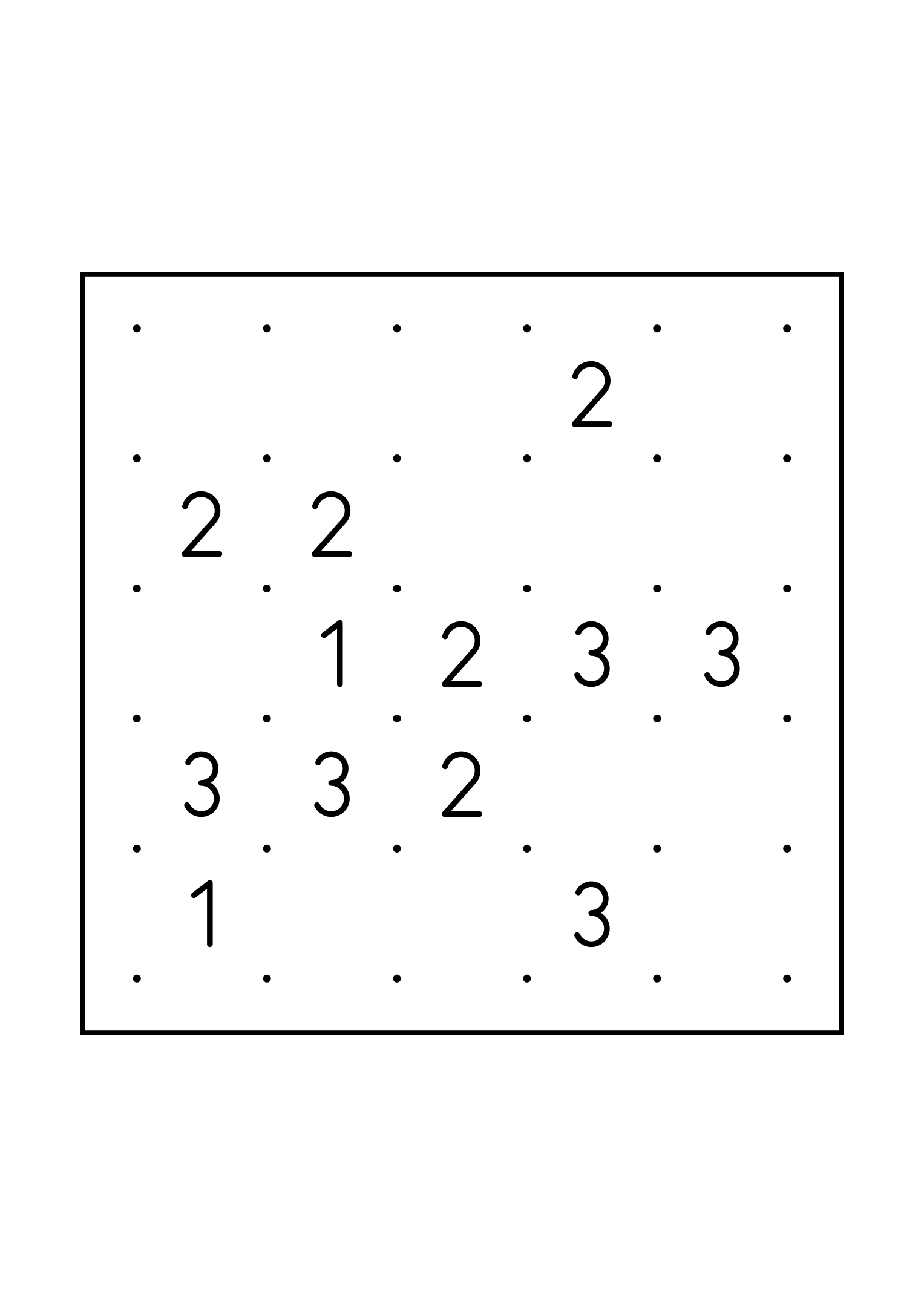 Hard 5x5 slitherlink, where a line sometimes has to be tried in your head, one large grid on the page. Level: Hard. Variant 7.